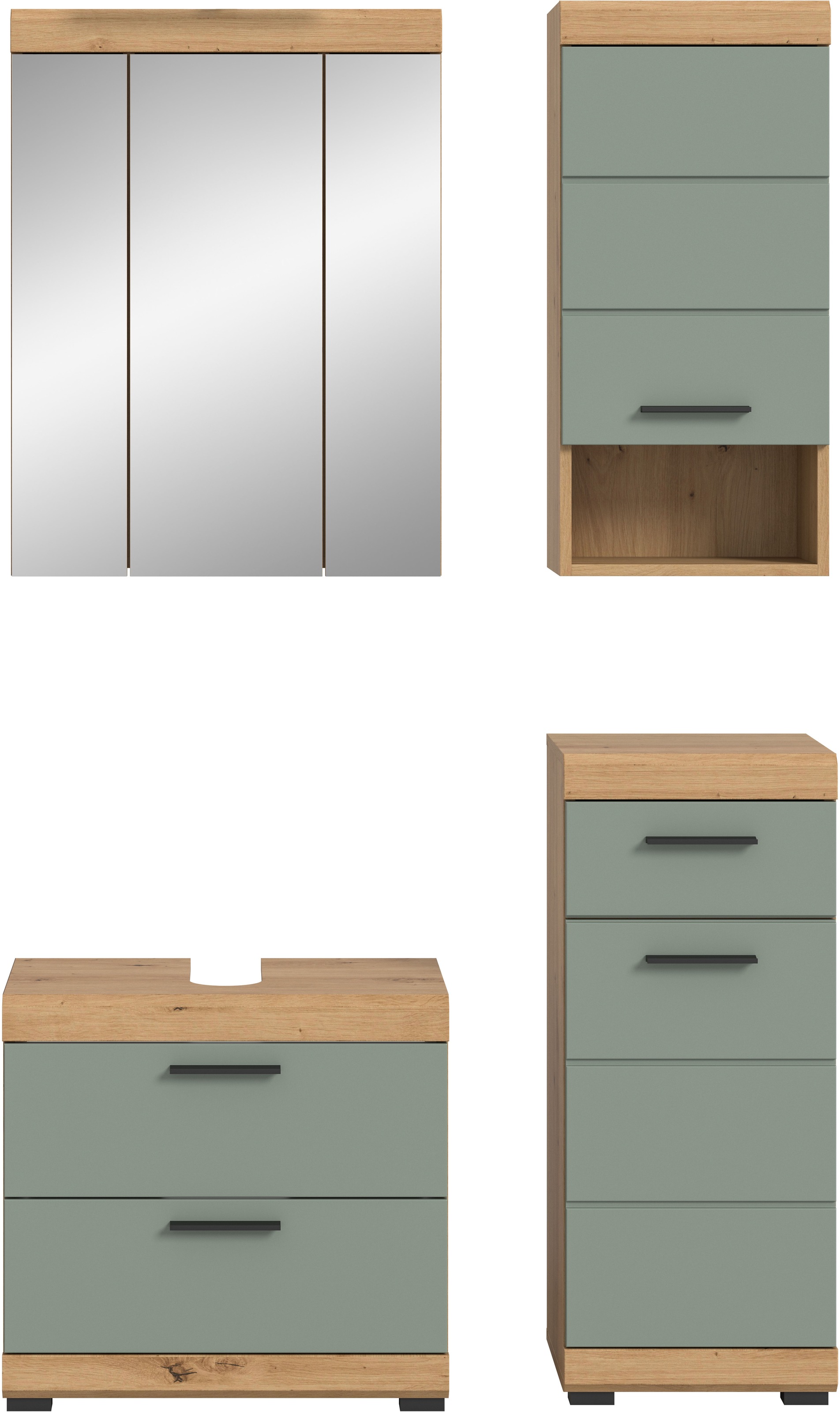 INOSIGN Badmöbel-Set »Siena, 4 teilig, bestehend aus:«, (Set), Waschbeckenunterschrank, Spiegelschrank, Unterschrank, Hängeschrank