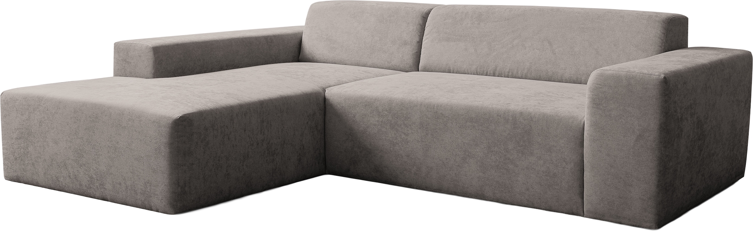 WERK2 Ecksofa »Zeus-L 253 cm breit, bequemes Cord-Sofa in L-Form, urbanes Design« Organische curvy-trend Couch mit großer Komfort-Ottomane