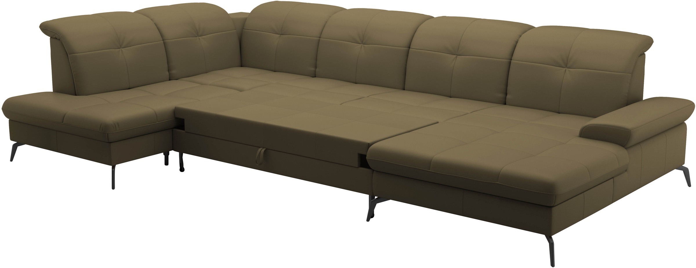 sit&more Wohnlandschaft »Amica, U-Form, inkl. Sitztiefenverstellung und Armteilverstellung«, wahlweise mit Kopfteilverstellung, Bettfunktion und Bettkasten