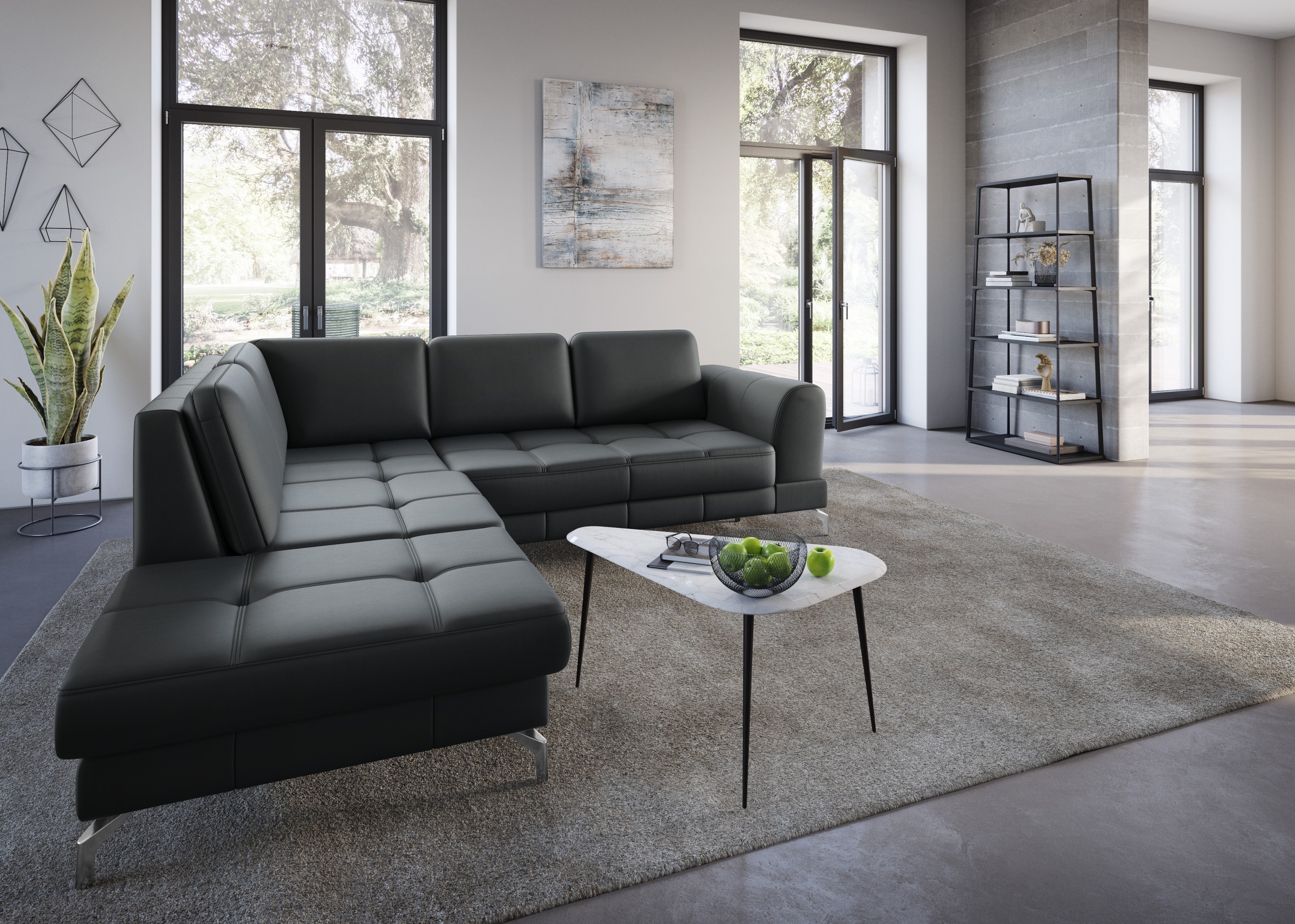 sit&more Ecksofa »Bendigo L-Form«, inklusive Sitztiefenverstellung, Bodenfreiheit 12 cm, in 2 Fußfarben