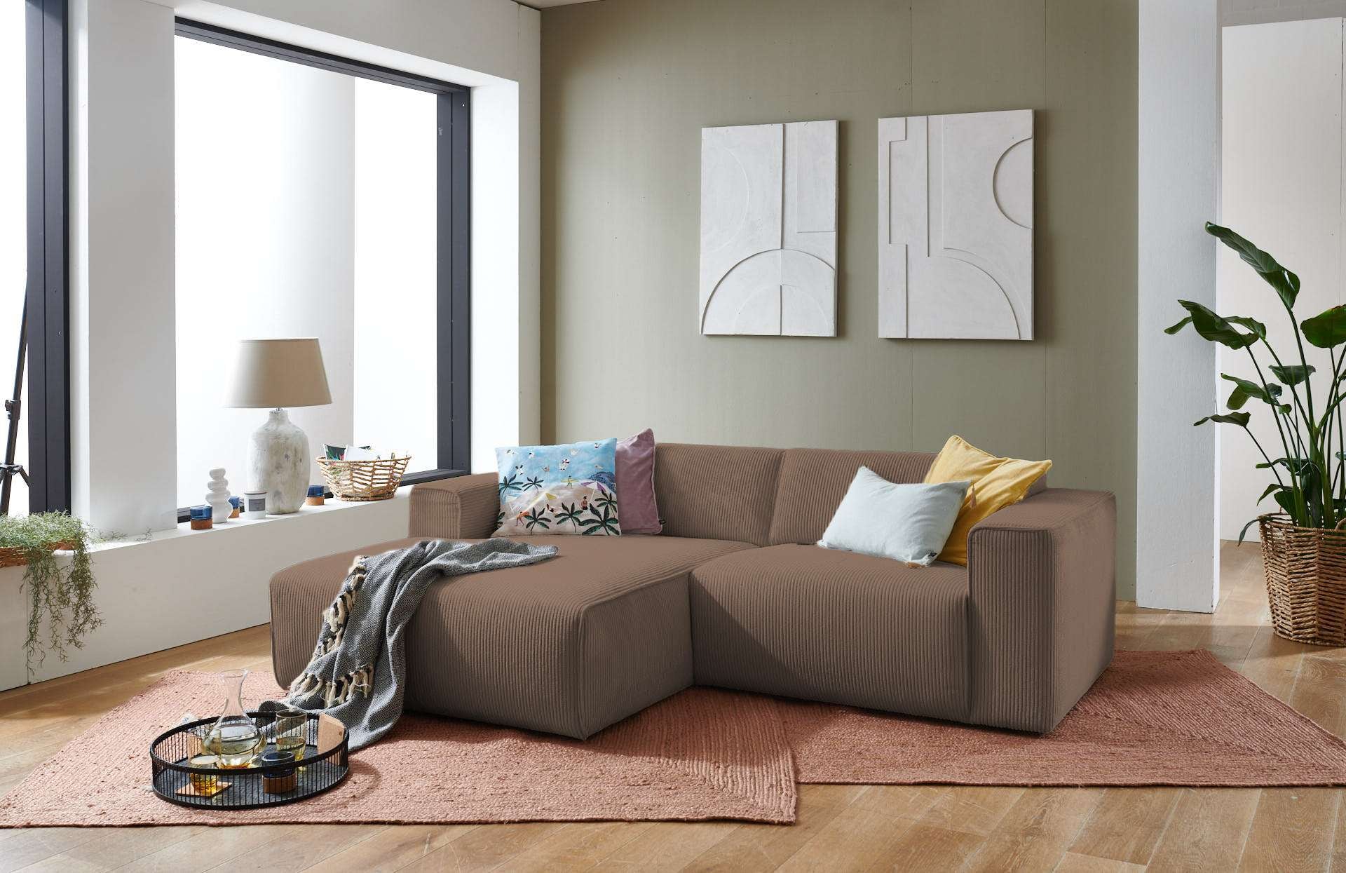 andas Ecksofa »Noord mit Kedernaht, Breite 234 cm, L-Form« Cord, Struktur, günstig online kaufen