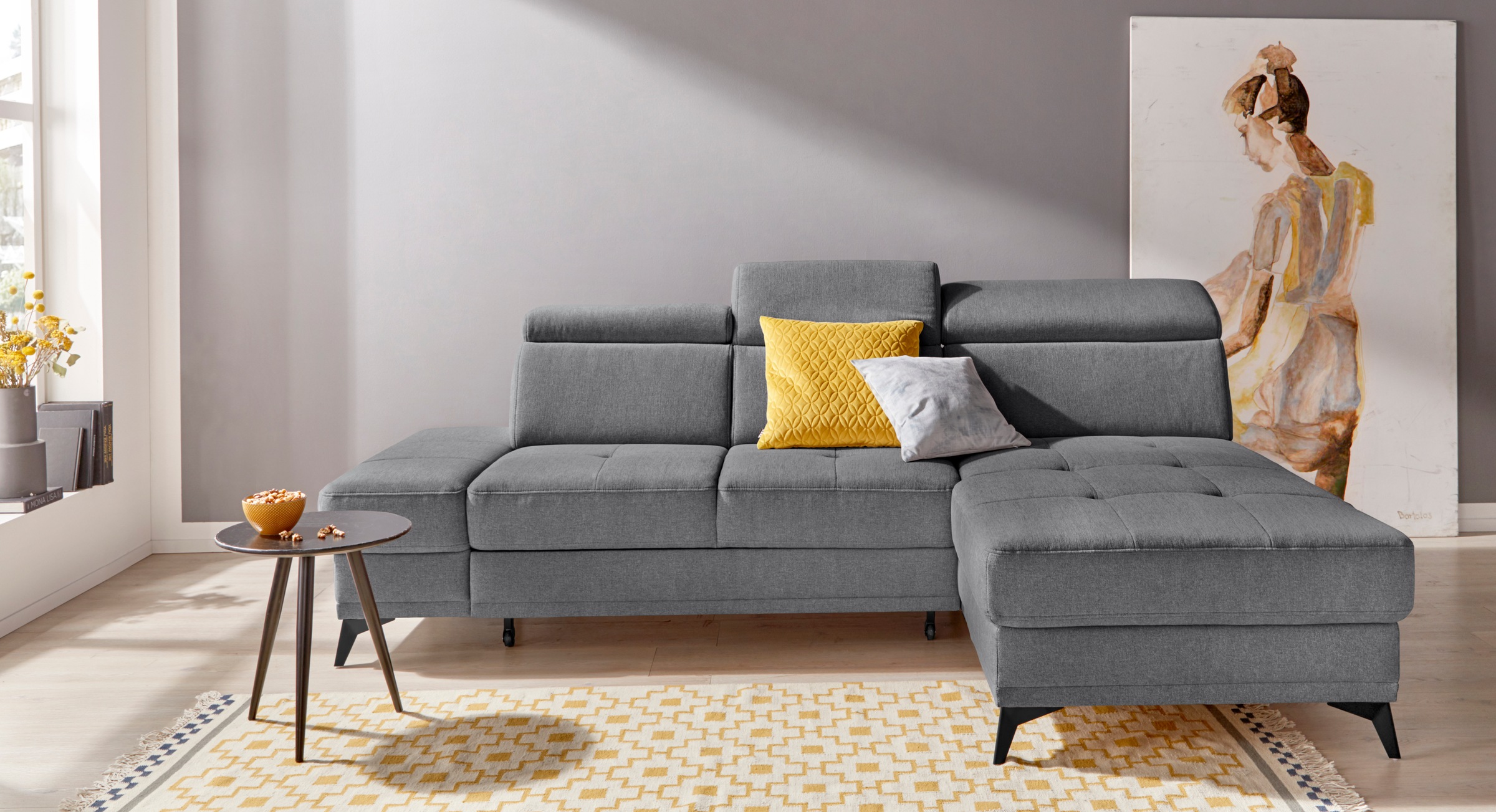 Home affaire Ecksofa »Cardiz L-Form« inkl.Kopfteilverstellung und Federkern günstig online kaufen