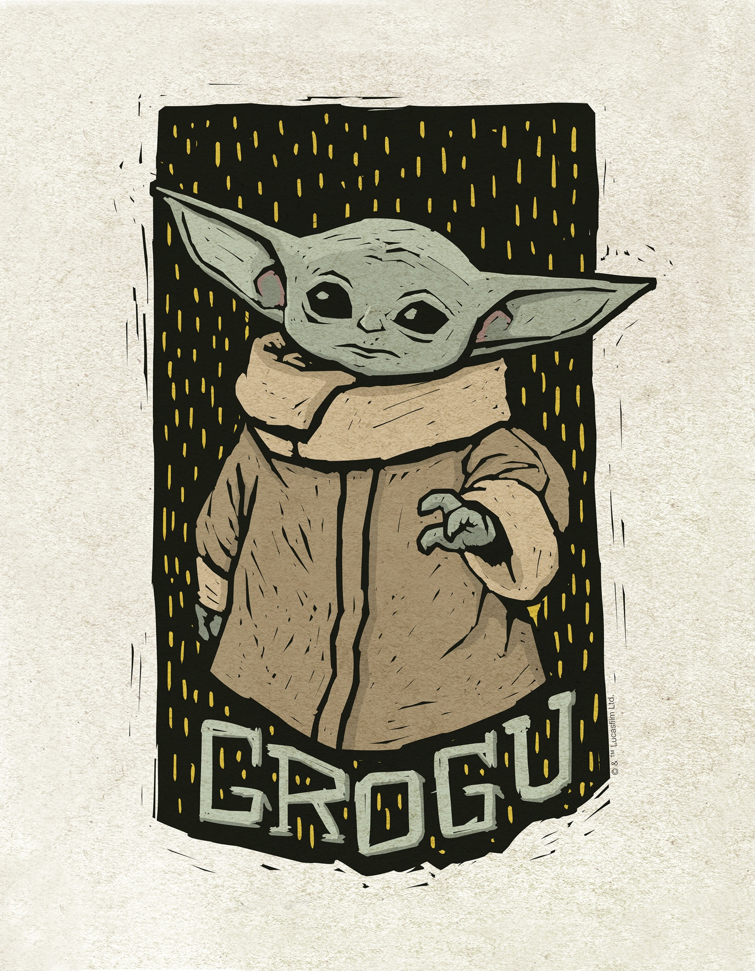 Komar Leinwandbild »Star Wars The Mandalorian Grogu Lino-Cut«, Disney, (1 St.), 30 x 40 cm (Breite x Höhe) - Kinderzimmer, Dekoration