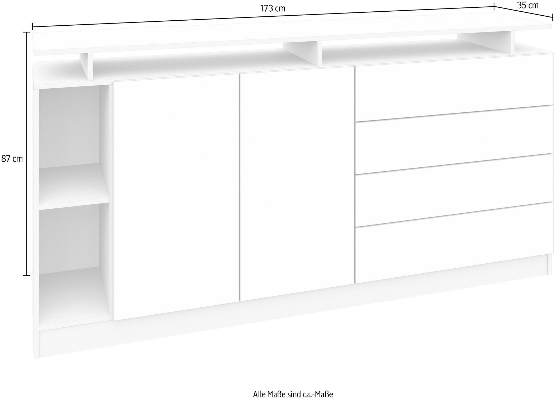 borchardt Möbel Sideboard »Vaasa«, moderne grifflose Optik, mit Push-to-Open-Funktion