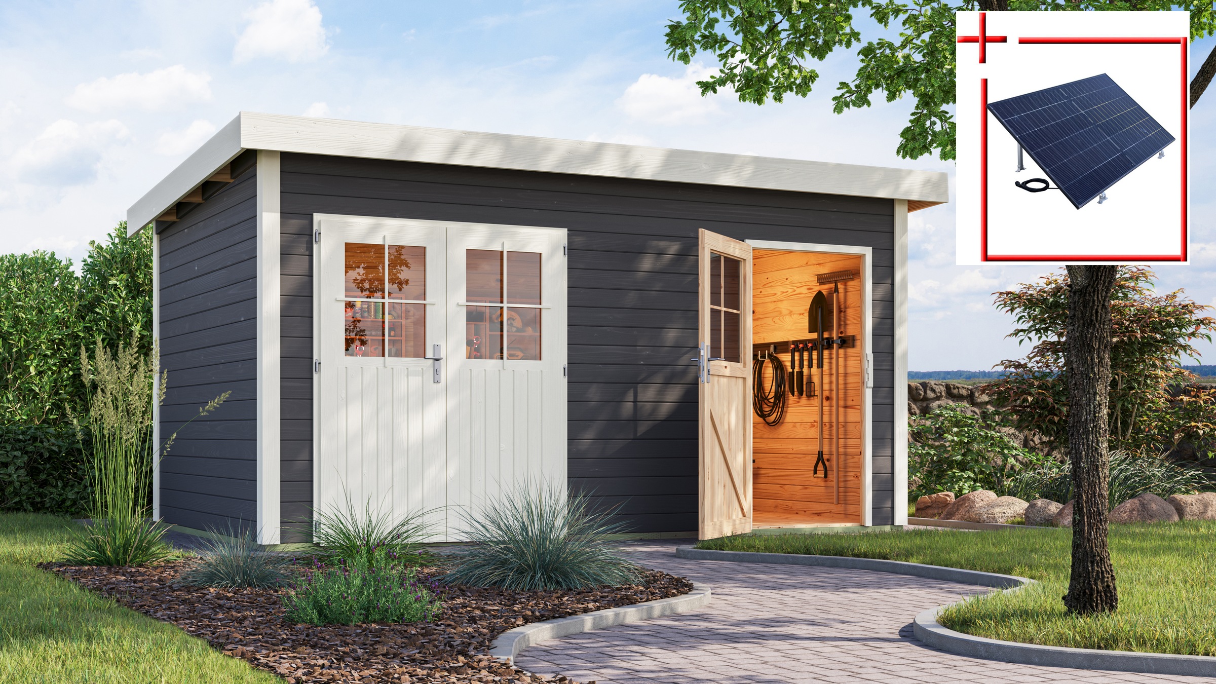 KARIBU Gartenhaus »Tegel« terragrau-naturbelassen