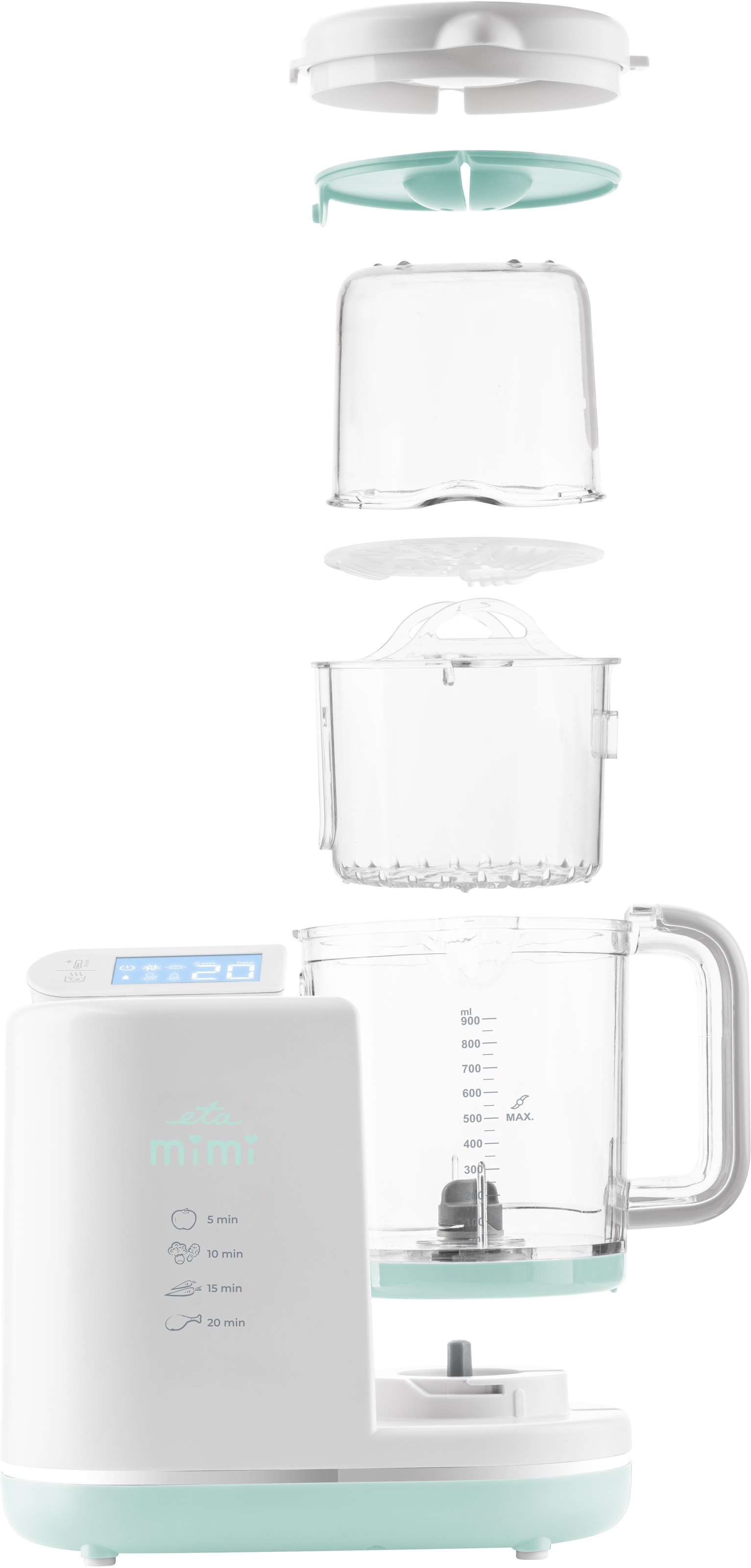 eta Babynahrungszubereiter »Dampfgarer ETA Mimi«, 6-in-1-Multifunktionsgerät, Touchpanel mit ausklappbarem LCD-Panel