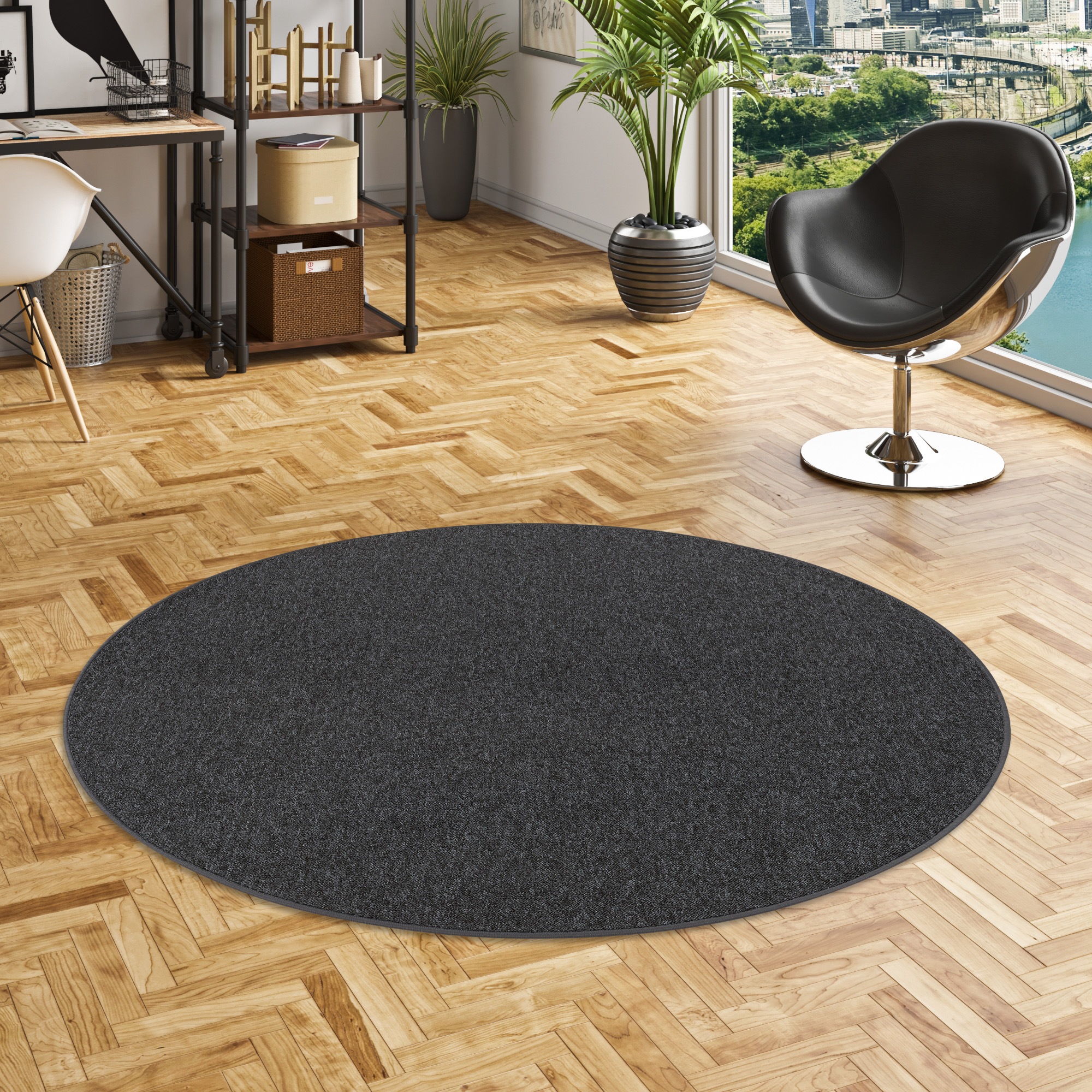 my home Teppich »Fortis«, rund, 5 mm Höhe, Uni Farben, Schlinge, gekettelt, günstig online kaufen