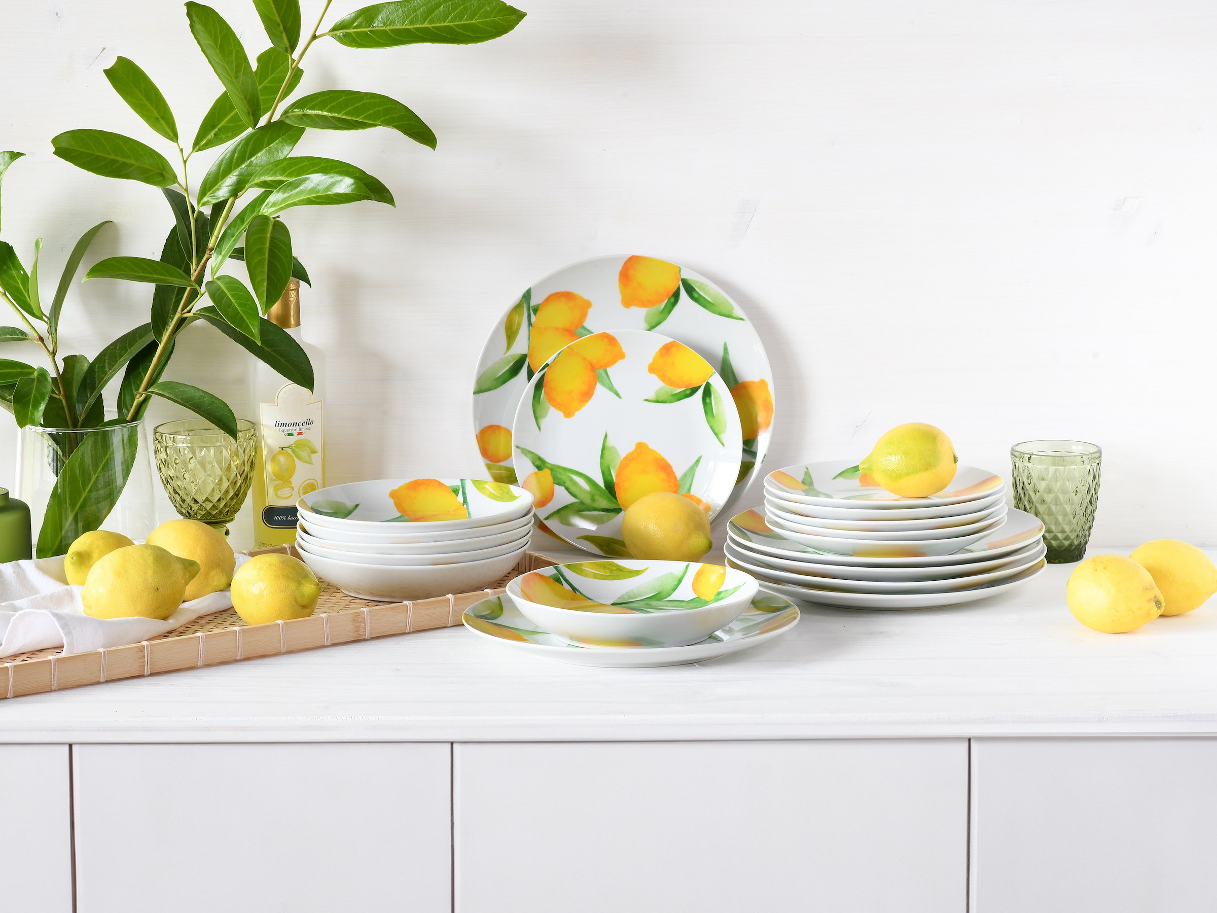 CreaTable Teller-Set »Luna Limoncello, Tellerset 18-tlg«, (Set, 18 tlg.), Zitronendekor