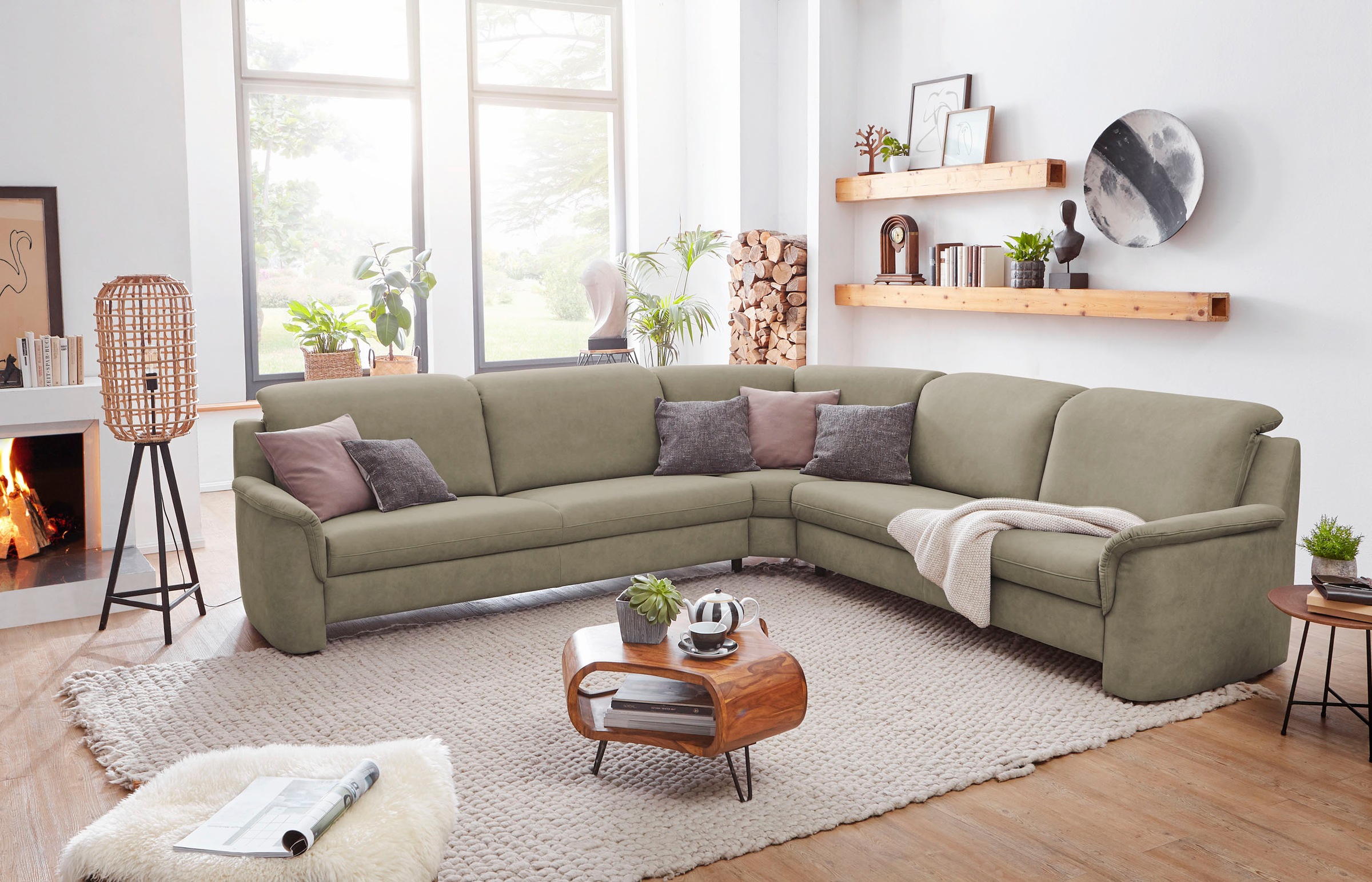 VILLA BECK Ecksofa »Garda L-Form«, (4 St.), inklusive Kopfteilverstellung, günstig online kaufen