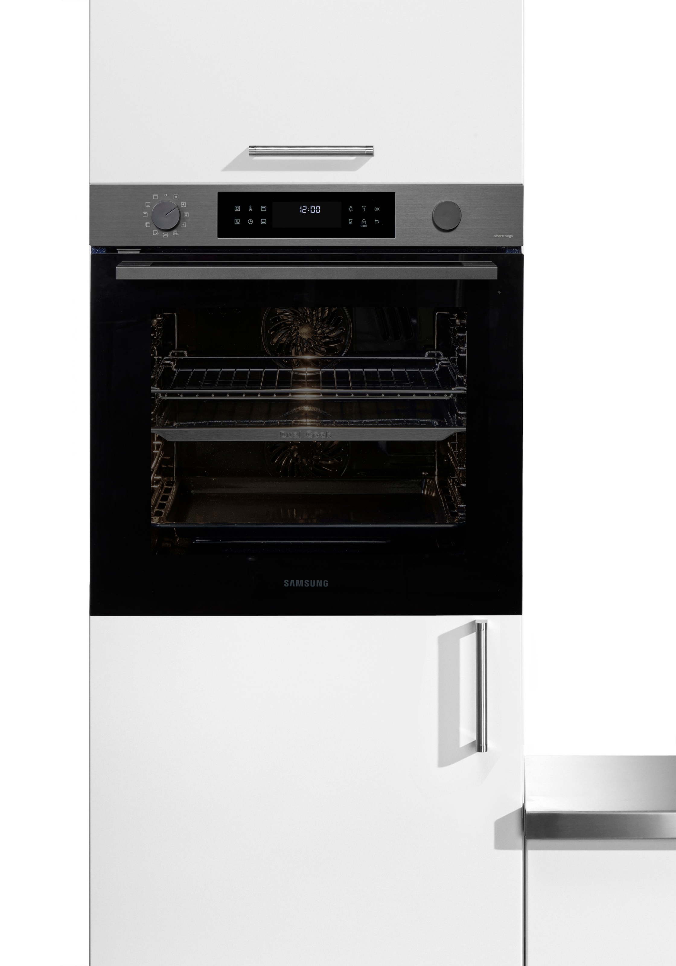 Samsung Pyrolyse Backofen Serie 4 »NV7B44503DB« mit Teleskopauszug nachrüstbar mit Pyrolyse-Selbstreinigung Dual Cook – 1 Ofen. Zwei Garräume. Max. Flexibilität. In matter Optik.