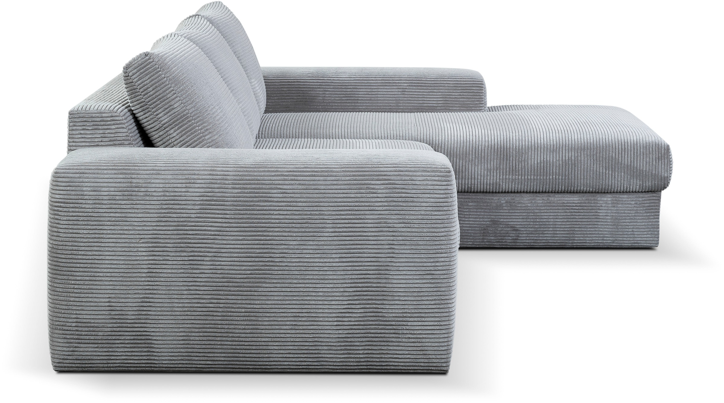 WERK2 Ecksofa »Rozzana Design Ecksofa mit hohem Komfort, zeitlos & elegant,  L-Form,« in kuschelweichen Trendstoffen Cord, Breitcord und Plüsch