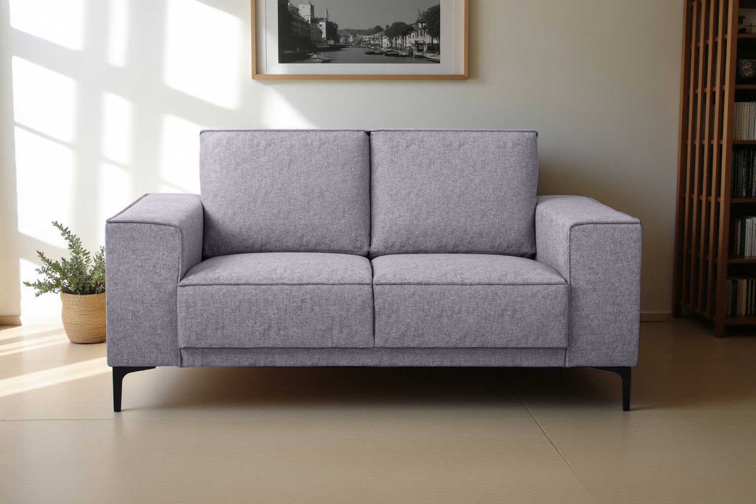 Places of Style 2-Sitzer »Kompaktsofa Oland, Struktur, Flachgewebe, Luxus-Microfaser, Boucle«, 164 cm, Wellenunterfederung, Skandi-Design, Metallfüße