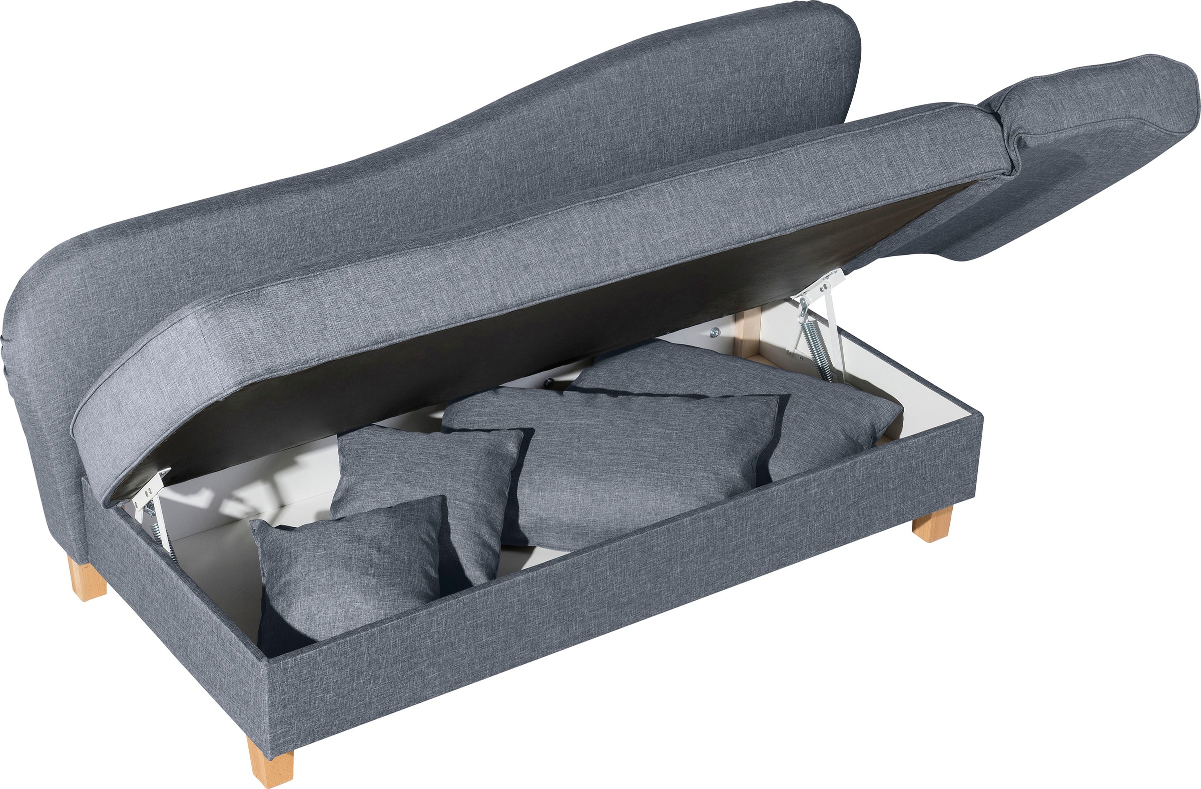 Max Winzer® Recamiere »Saturn mit verstellbarer Armlehne und Bettkasten, bequem zum Relaxen«, Armlehne links oder rechts, inkusive 4 Kissen