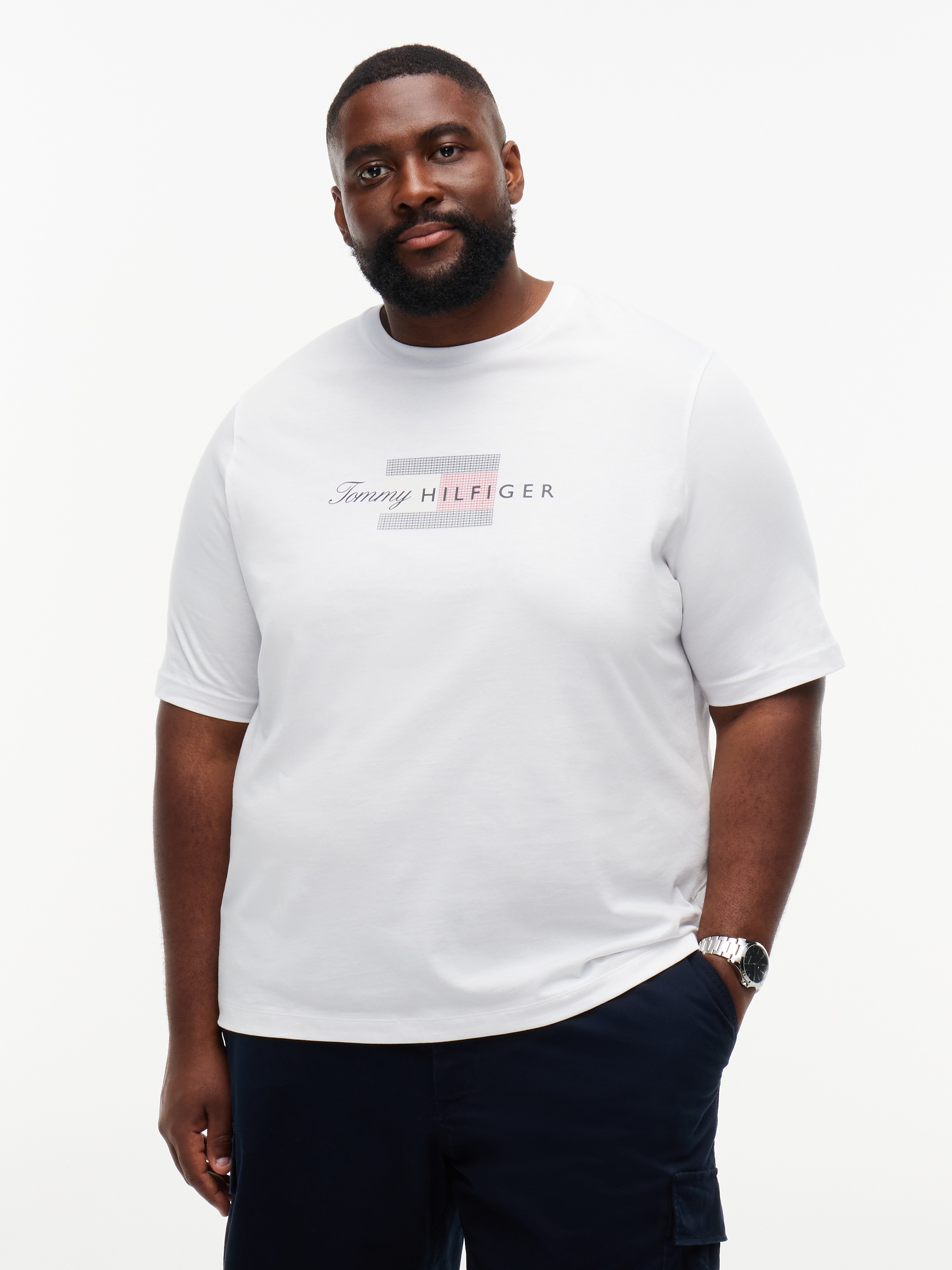 Tommy Hilfiger Big & Tall T-Shirt aus Jersey mit Flag-Grafik, Große Größen