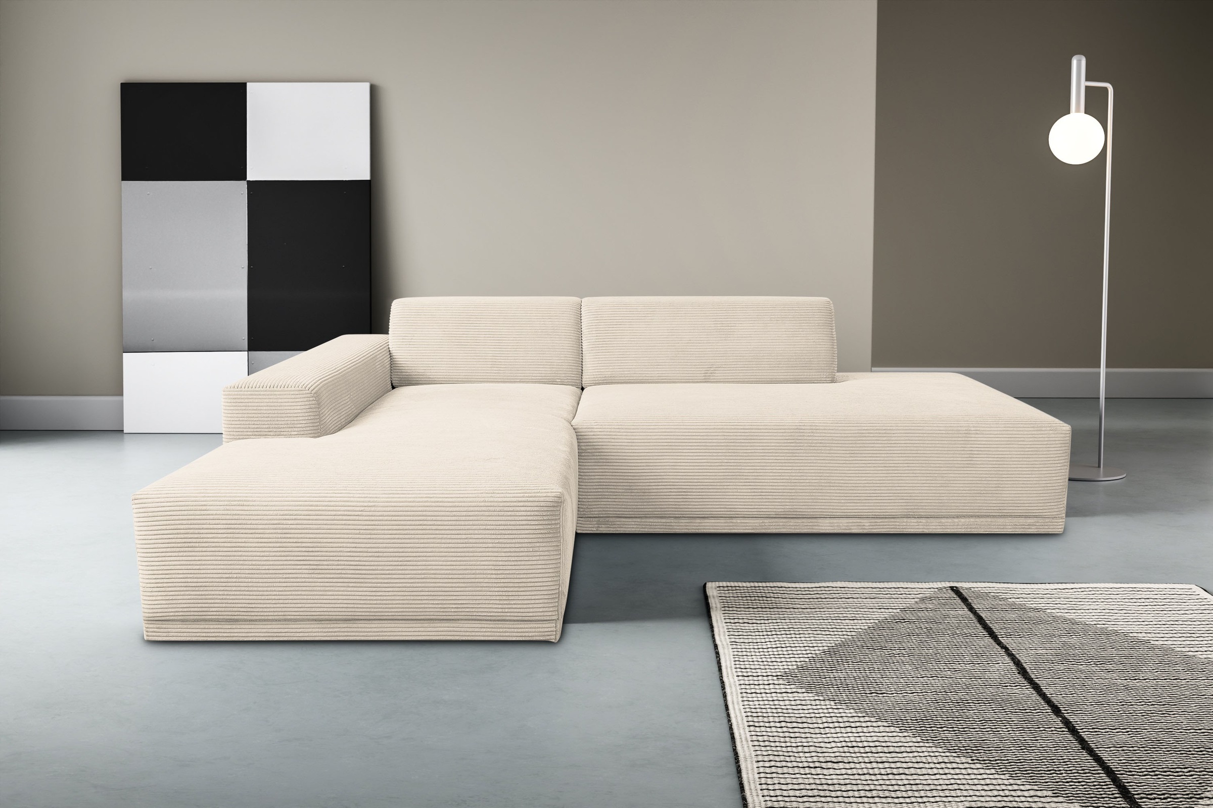 WERK2 Ecksofa »Apollo, hoher Sitzkomfort, aktuelles Design, Breite 264cm, L günstig online kaufen