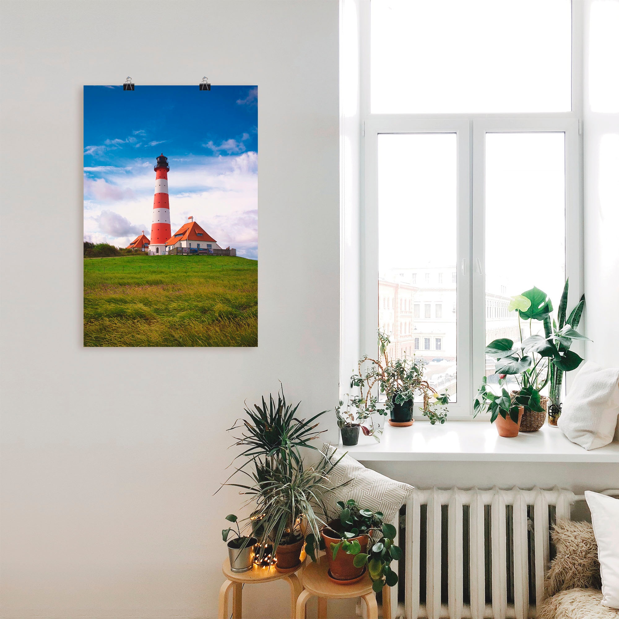 Artland Wandbild »Westerhever Leuchtturm«, Gebäude, (1 St.), als Alubild, Outdoorbild, Leinwandbild, Poster in verschied. Größen