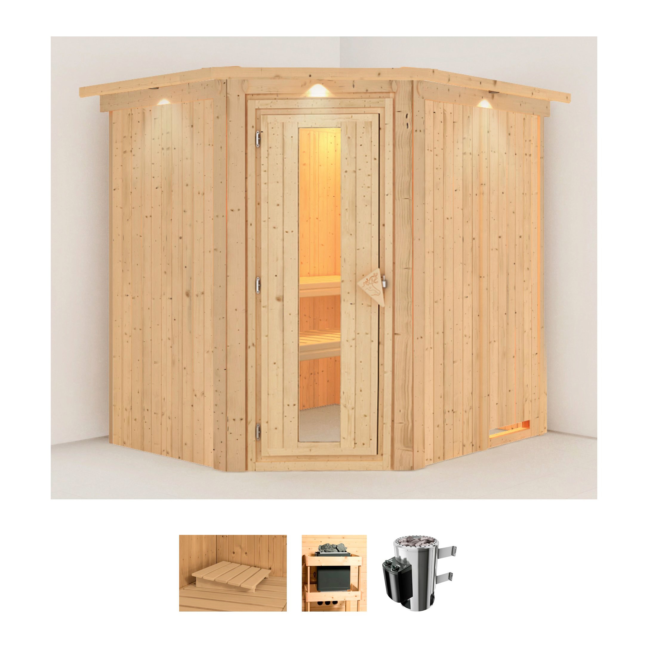 Sauna »Laila«, 3,6-kW-Plug & Play Ofen mit integrierter Steuerung