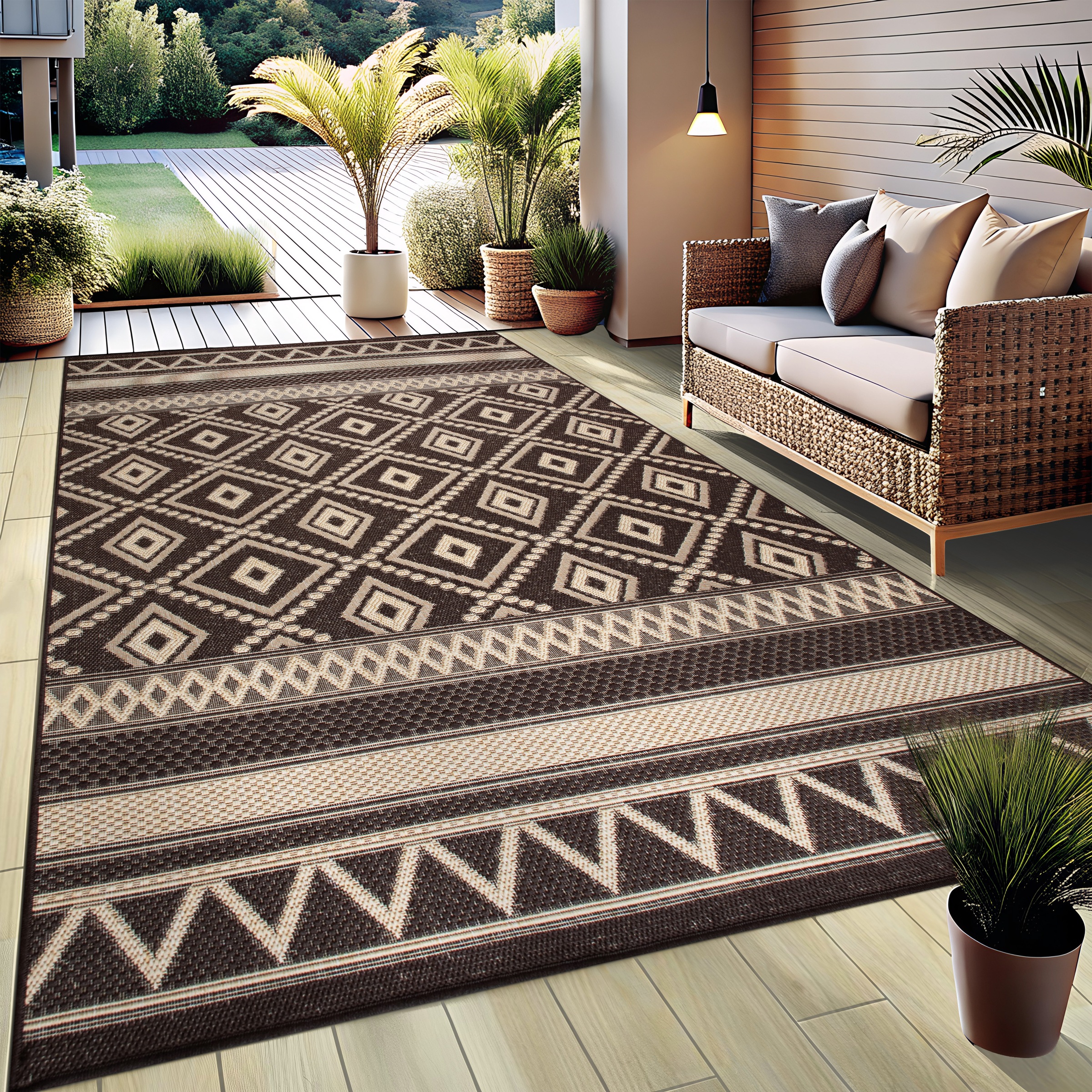 my home Teppich »Toronto auch als Läufer erhältlich«, rechteckig, 3 mm Höhe, In- und Outdoor geeignet, Sisal-Optik, Wetterfest & UV-beständig, Boho