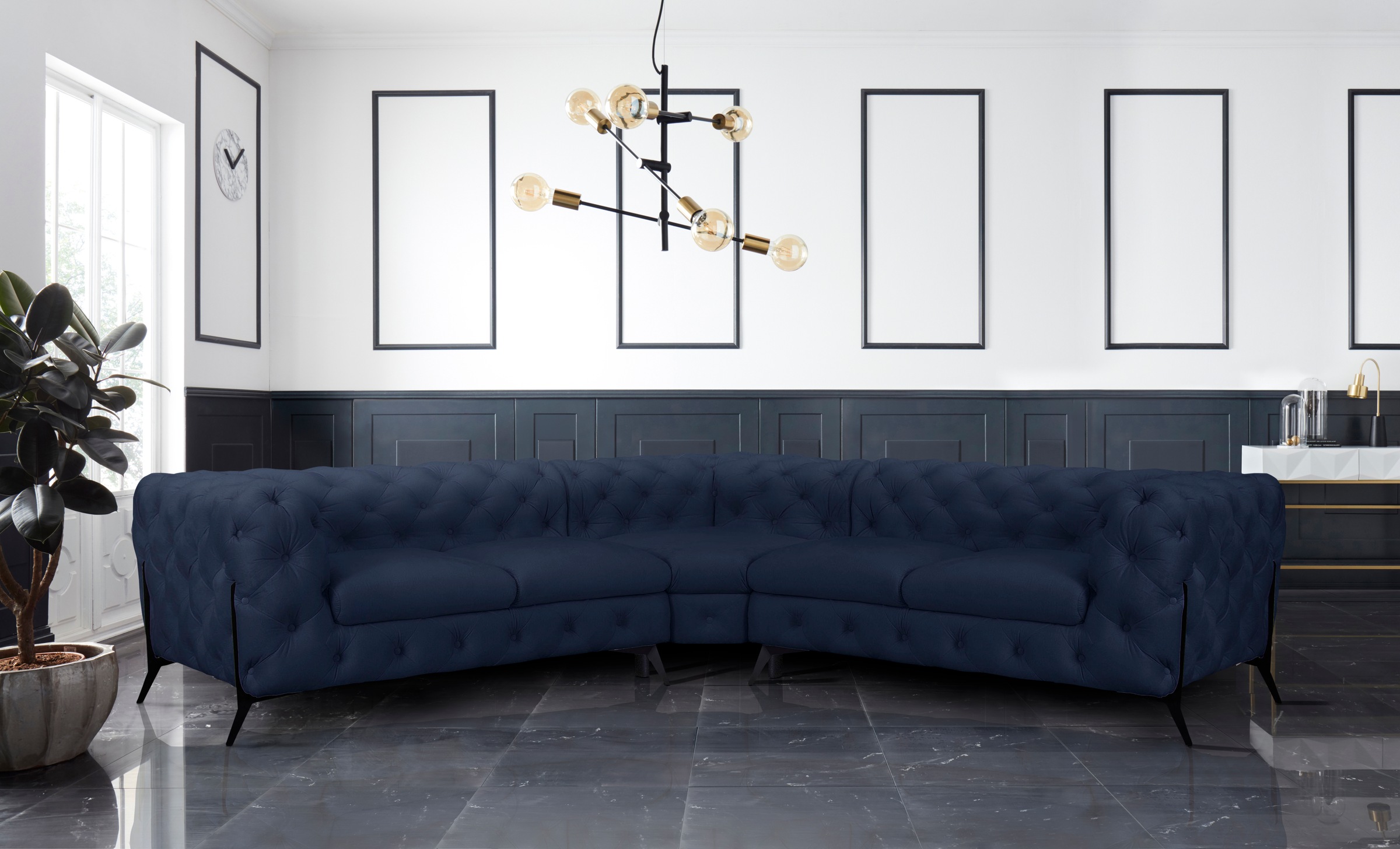 Leonique Chesterfield-Sofa »Amaury L-Form«, Chesterfield-Optik, Breite/Tief günstig online kaufen