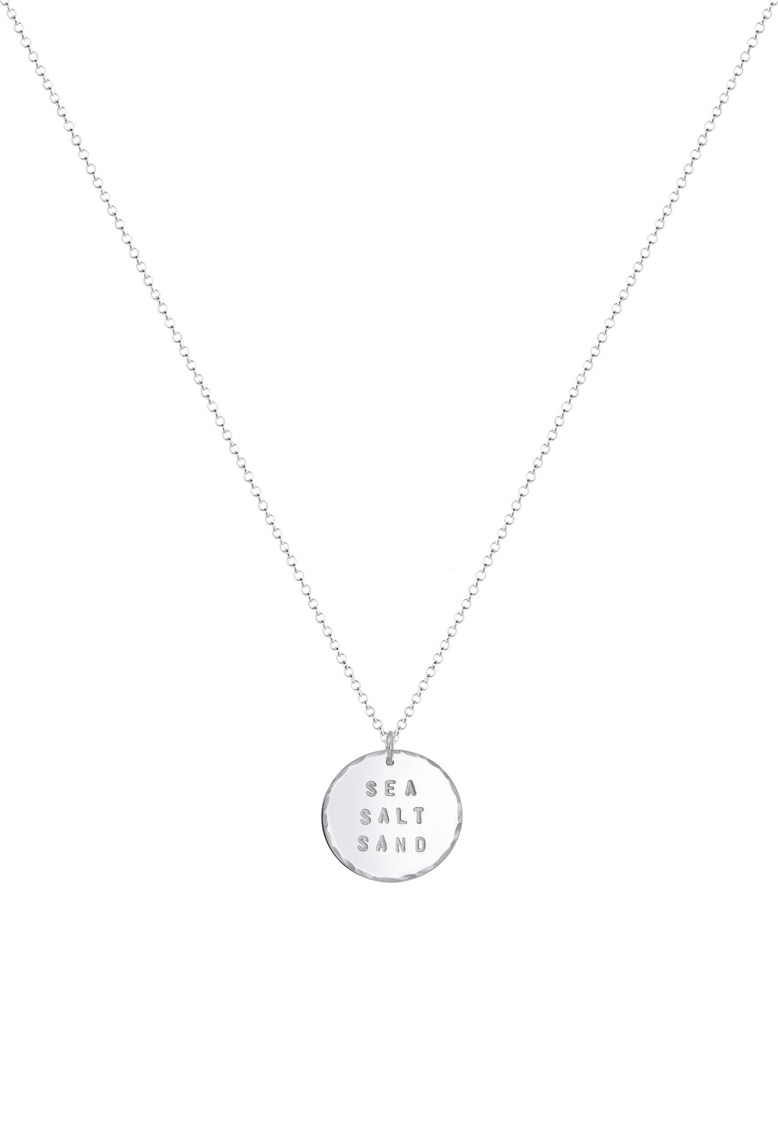 Elli Kette mit Anhänger »Sommer Sea Salt Sand Wording Plättchen 925 Silber«
