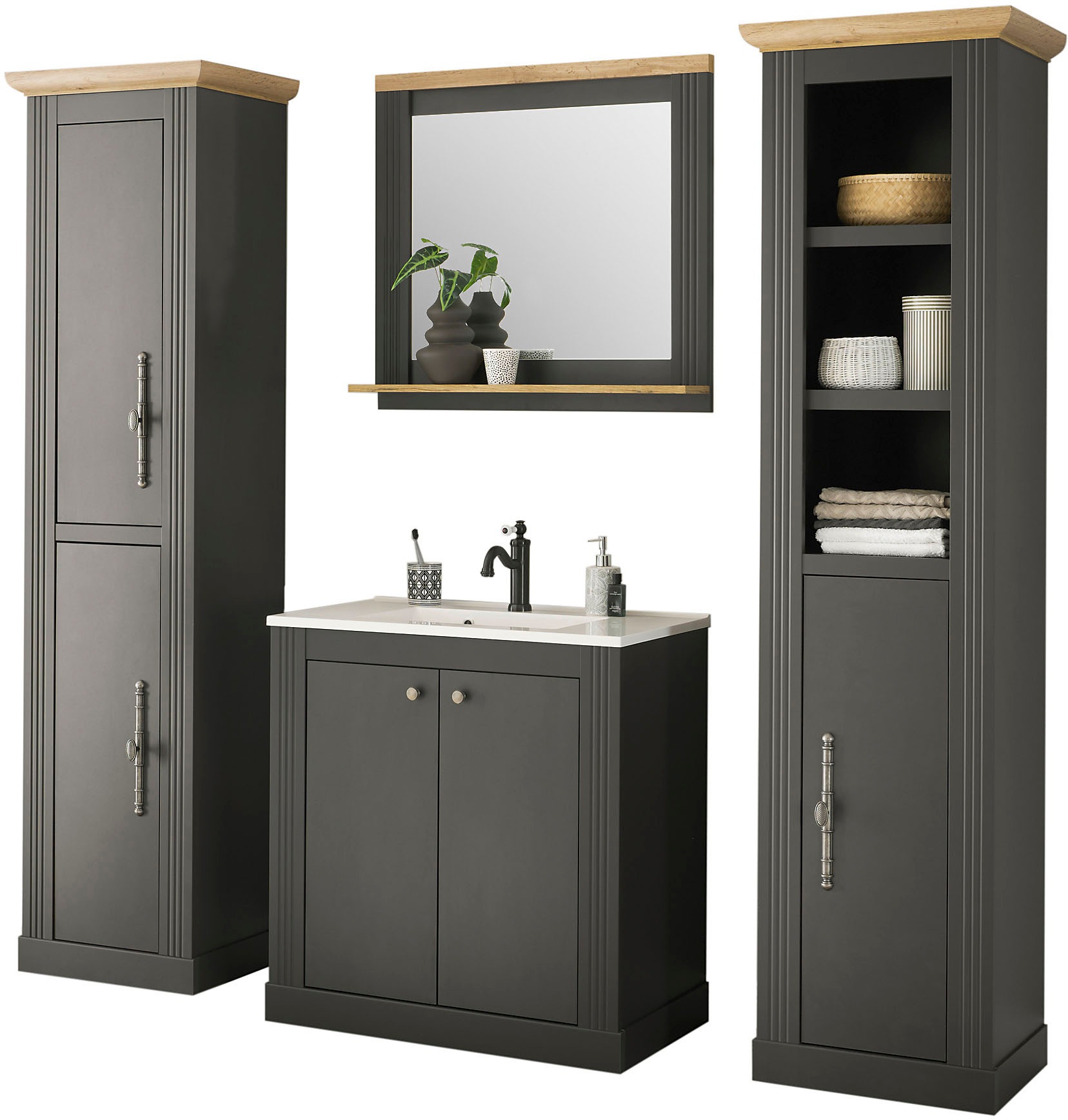 Home affaire Badmöbel-Set »WESTMINSTER, Bad im Landhausstil, 4-teiliges Bad günstig online kaufen