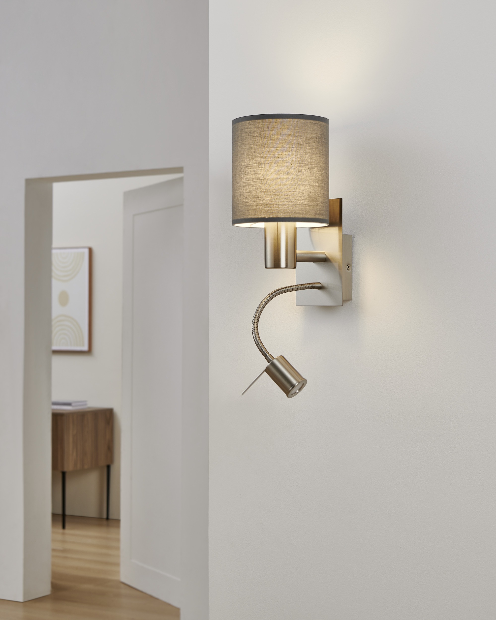 EGLO Wandleuchte »PASTERI Wandlampe - Stahl - E27;LED - 1X40W;1X3,8W - IP20« E27 1 Stk. Warmweiß Wandstrahler, Wandspot, Wohnzimmer, Schlafzimmer, L15 x H38 x AL19,5cm