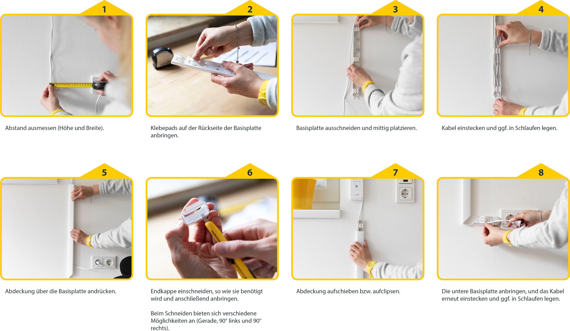 SCHELLENBERG Kabelkanal »System M Starterset zur Aufputzmontage, kleben oder schrauben«, Kabel Organizer, 2,1 m, weiß