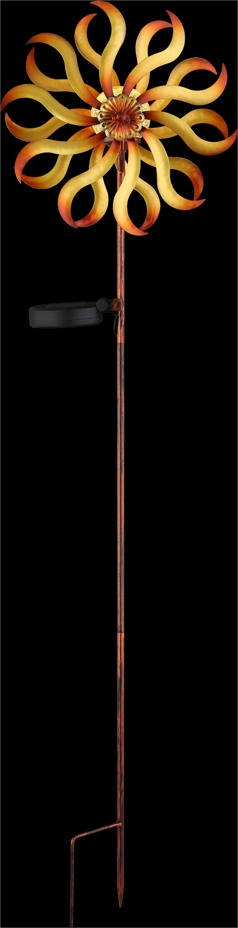 GLOBO LIGHTING LED Solarleuchte »SOLARLEUCHTE METALL GOLDFARBEN PATINIERT, 1XLED« LED-Modul 1 Stk. Warmweiß Solar Garten Terrasse Außenbeleuchtung Dekoleuchten