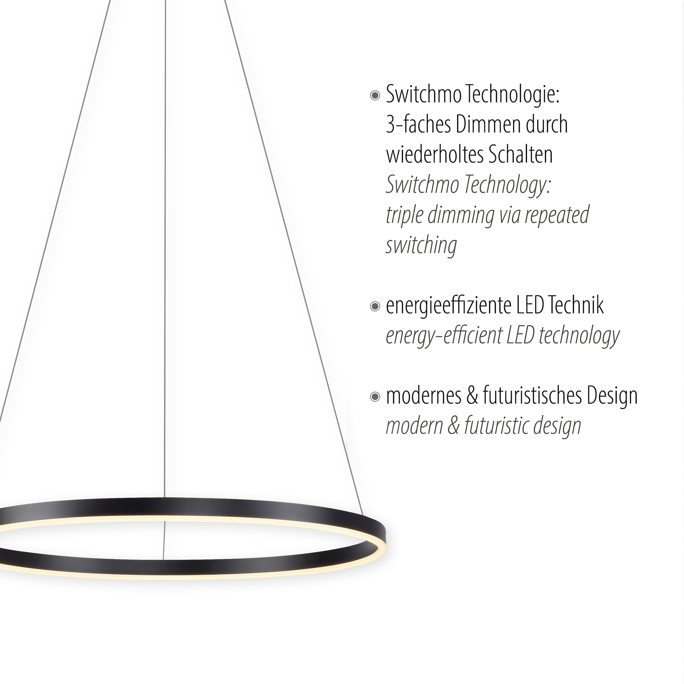JUST LIGHT Pendelleuchte »RITUS« LED-Board 1 Stk. Warmweiß LED, dimmbar, Switchmo