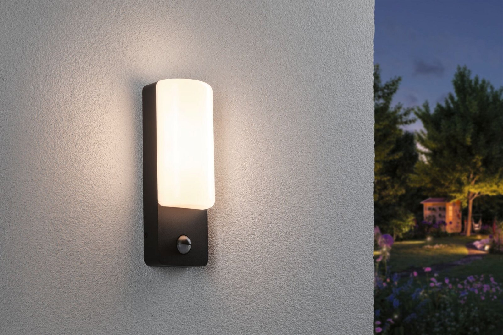 Paulmann LED Außen-Wandleuchte »Bonnie IP44 93x77mm 2200 - 3000K 8,5W 560lm 230V Anthrazit Aluminium«, 1 flammig, Bewegungsmelder insektenfreundlich und seewasserresistent