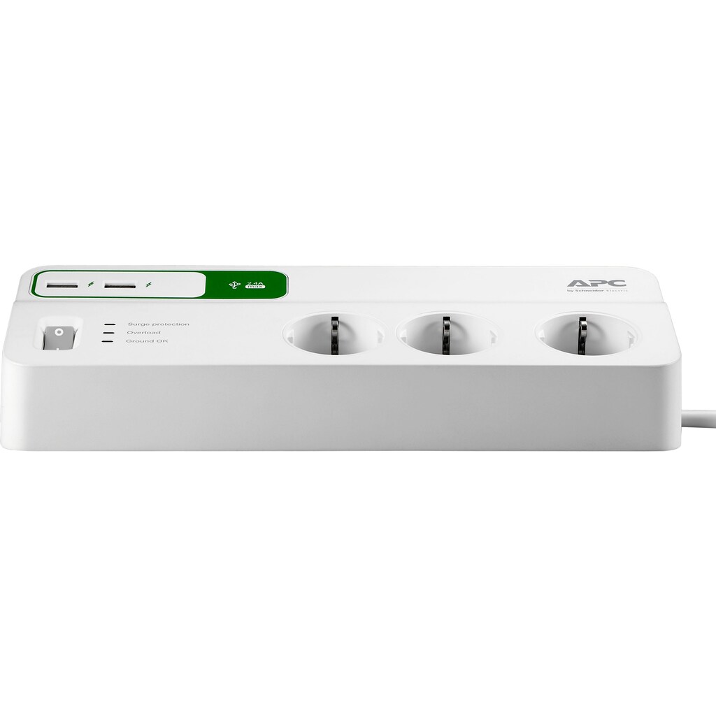 APC Steckdosenleiste »PM6U-GR«, 6-fach, (Ein- / Ausschalter-LED-Statusanzeige-USB-Anschlüsse Überspannungsschutz Kabellänge 2 m)