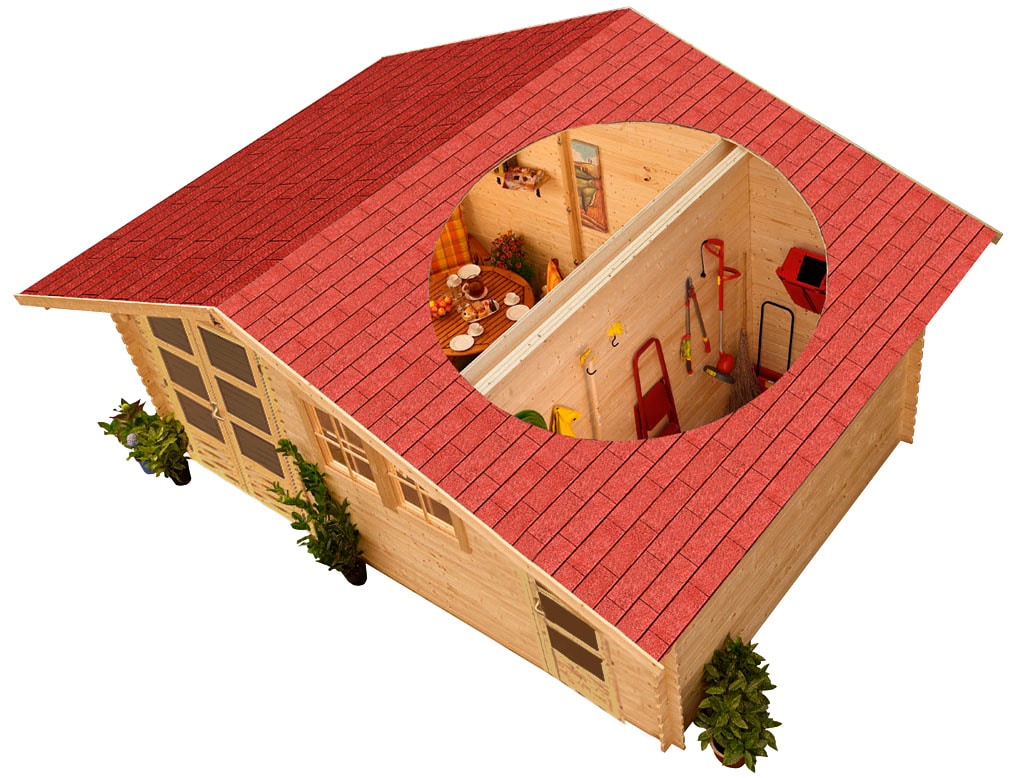 Karibu Gartenhaus »Lagor 2«, 38mm, 2 Raumhaus aus hochwertiger nordischer Fichte