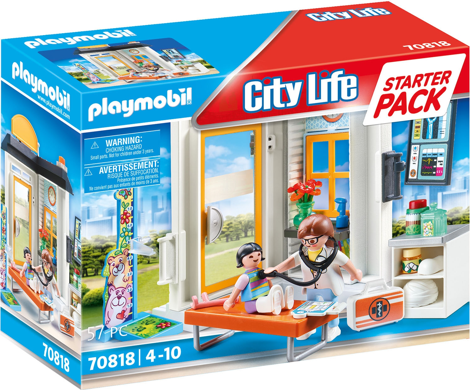 Playmobil® Konstruktions-Spielset »Starter Pack Kinderärztin (70818), City Life«, (57 St.), Made in Germany