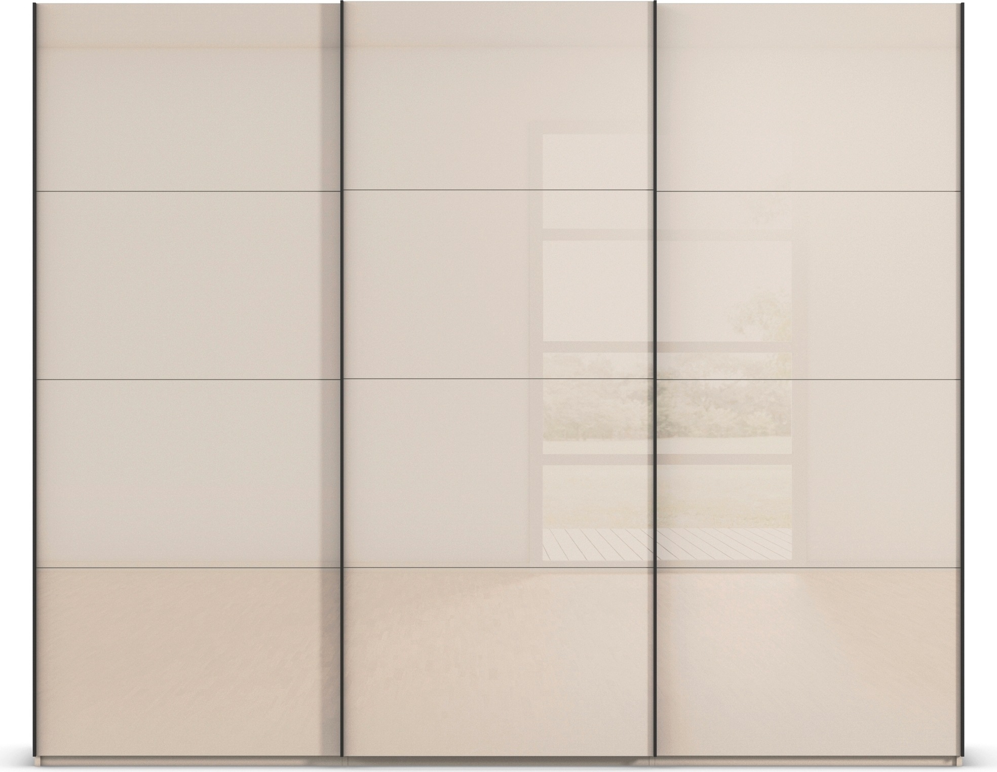rauch Schwebetürenschrank »Kleiderschrank Schrank Garderobe Schlafzimmerschrank SCALE-FYRA«, edle viergeteilte Türen mit Glas-Front viele Farben MADE IN GERMANY