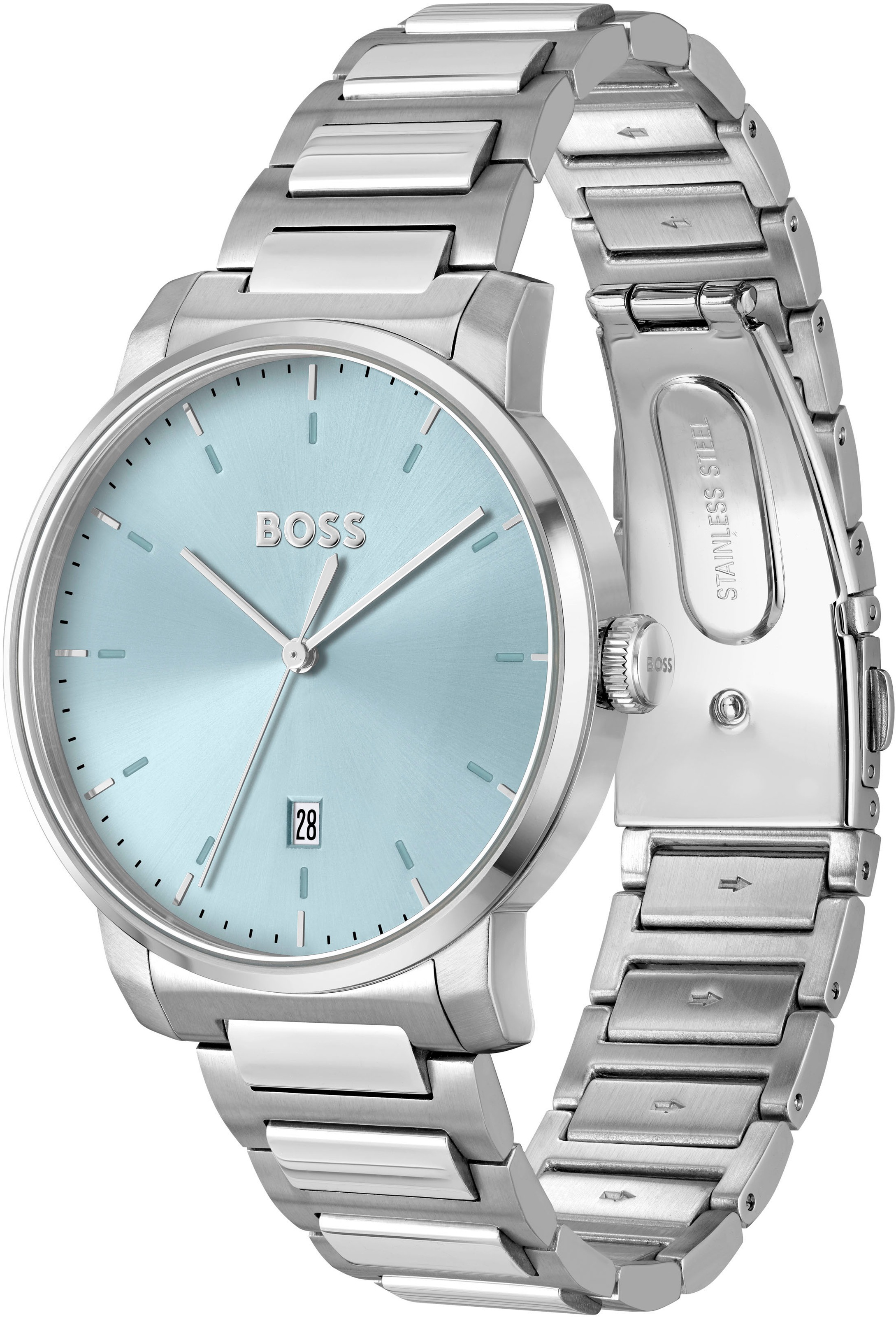 BOSS Quarzuhr »DEAN«, Herrenuhr, Damenuhr, Armbanduhr, Datum, Edelstahlarmband