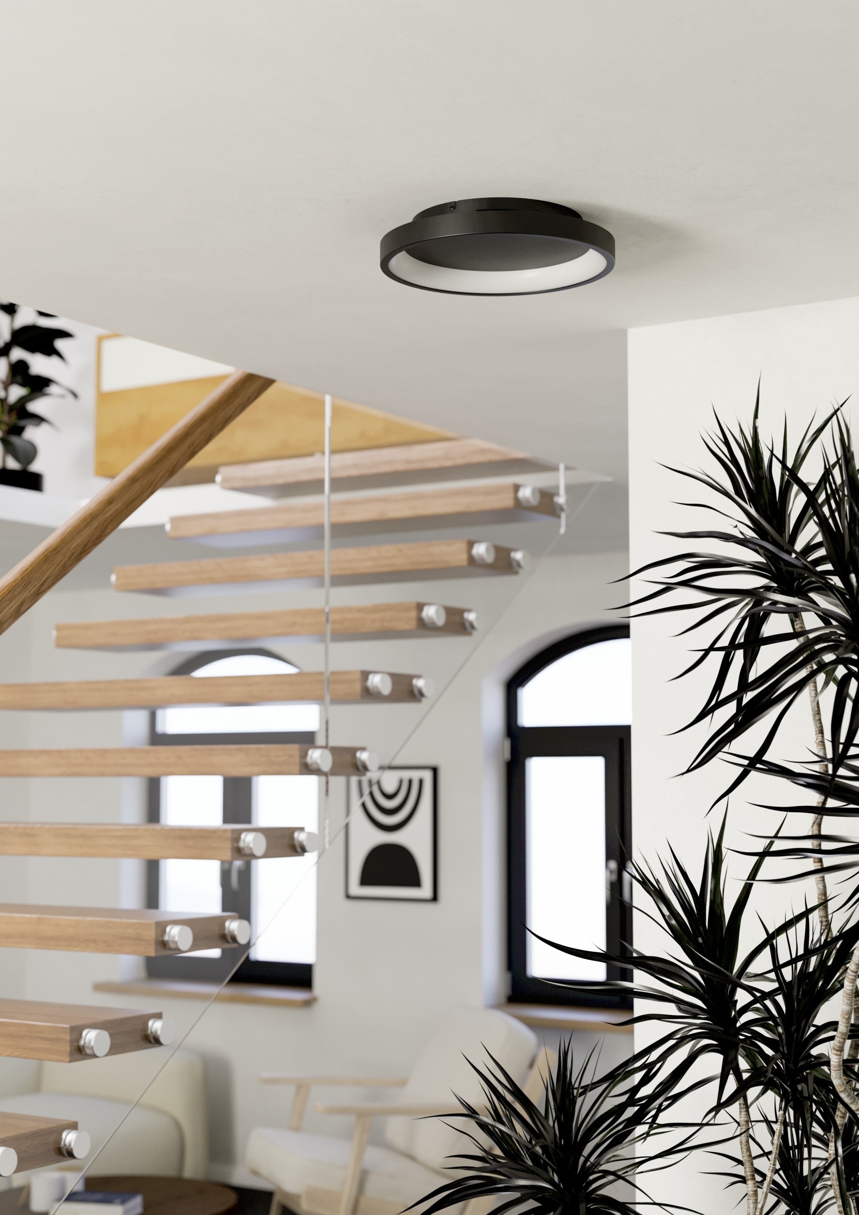 EGLO LED Deckenleuchte »LORETELLO-Z Deckenlampe - Stahl - LED - 19,6W - IP20« LED-Modul 1 Stk. Kaltweiß | Neutralweiß | RGB | Warmweiß Wohzimmerlampe, Esszimmerlampe, Flur, Schlafzimmer, H7,5 x Ø35 cm