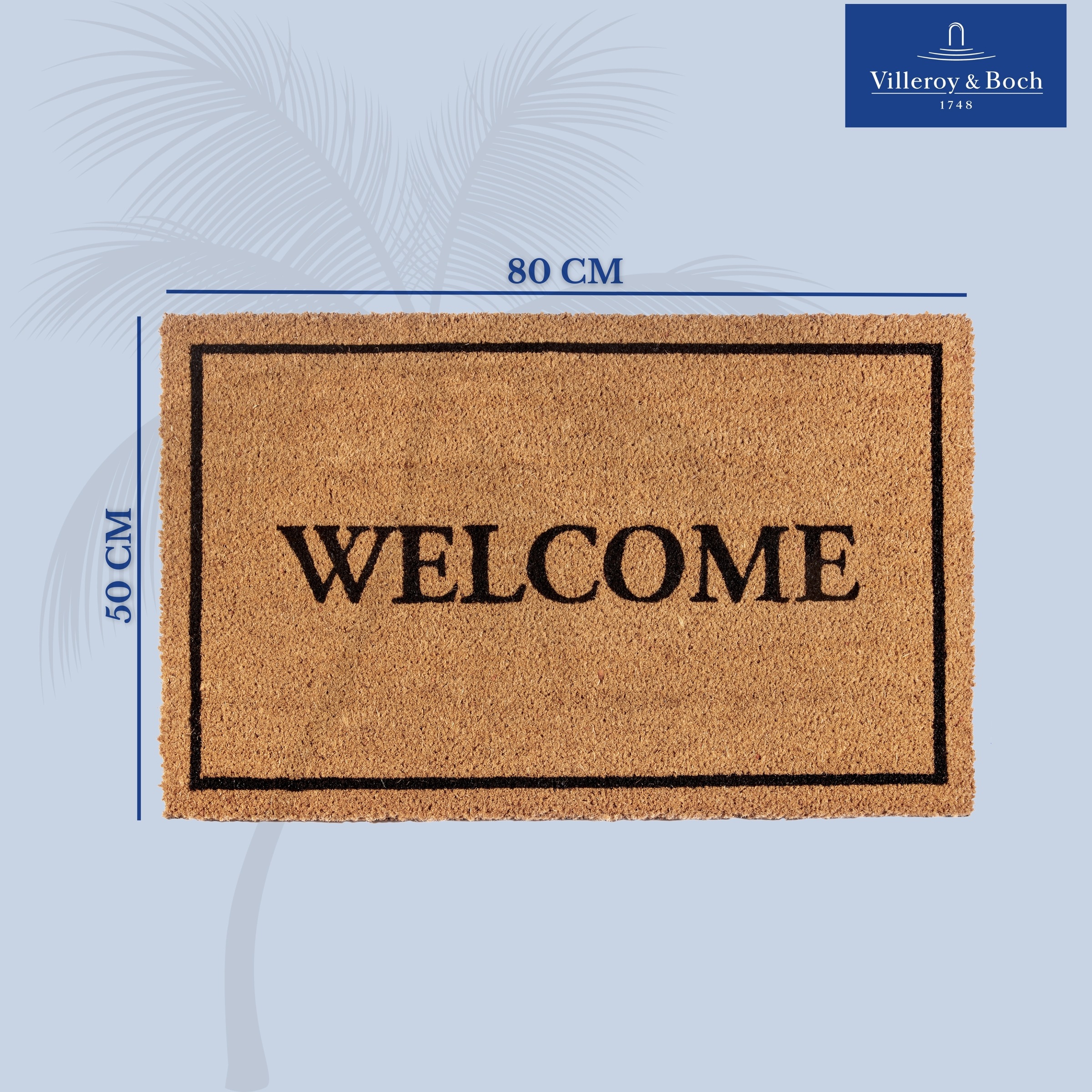 Villeroy & Boch Fußmatte »Caroline Welcome, Türmatte«, rechteckig, 23 mm Höhe, Robust, Innen, Außen, Schmutzabtreter, Wetterfest, Natur, Kokos
