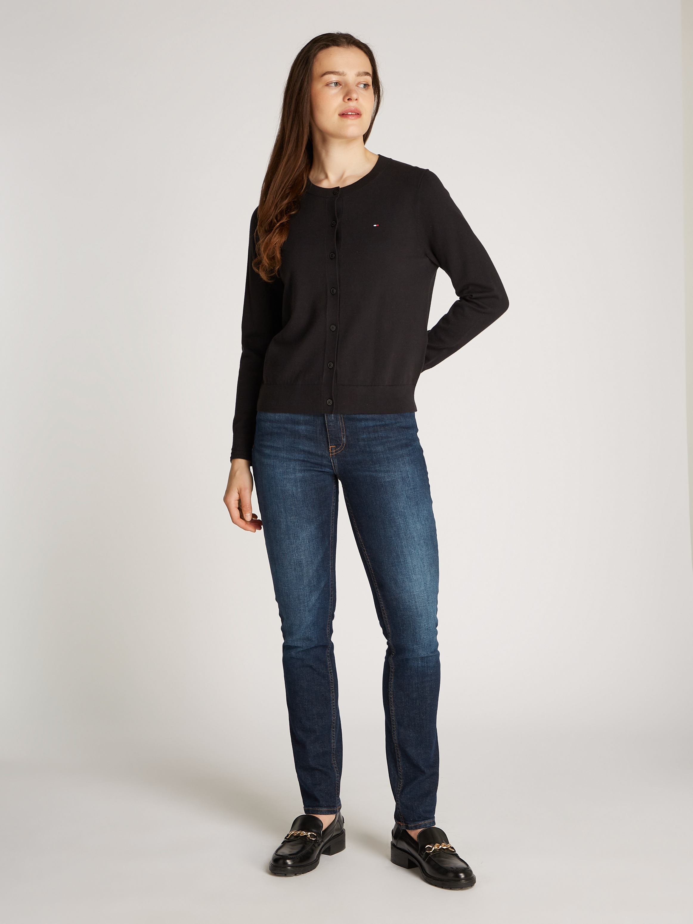 Tommy Hilfiger Cardigan »CO JERSEY STITCH CARDIGAN«, mit Logostickerei