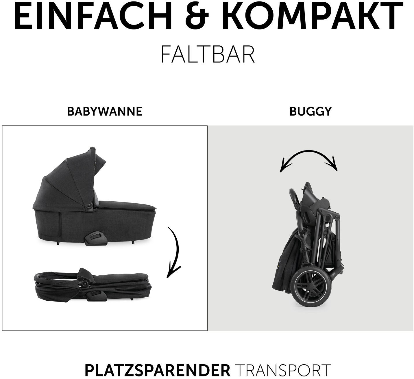 Hauck Kombi-Kinderwagen »Vision X, black/black«, 25 kg, mit Babywanne und Sportwagenaufsatz