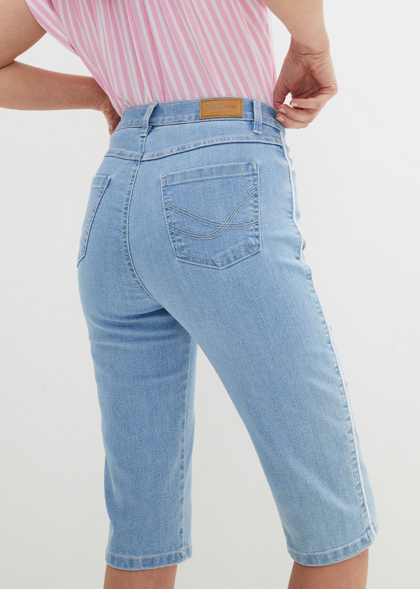 bonprix Bermudas »Jeans Bermuda Slim Fit High Waist«  mit farbig abesetzter Naht