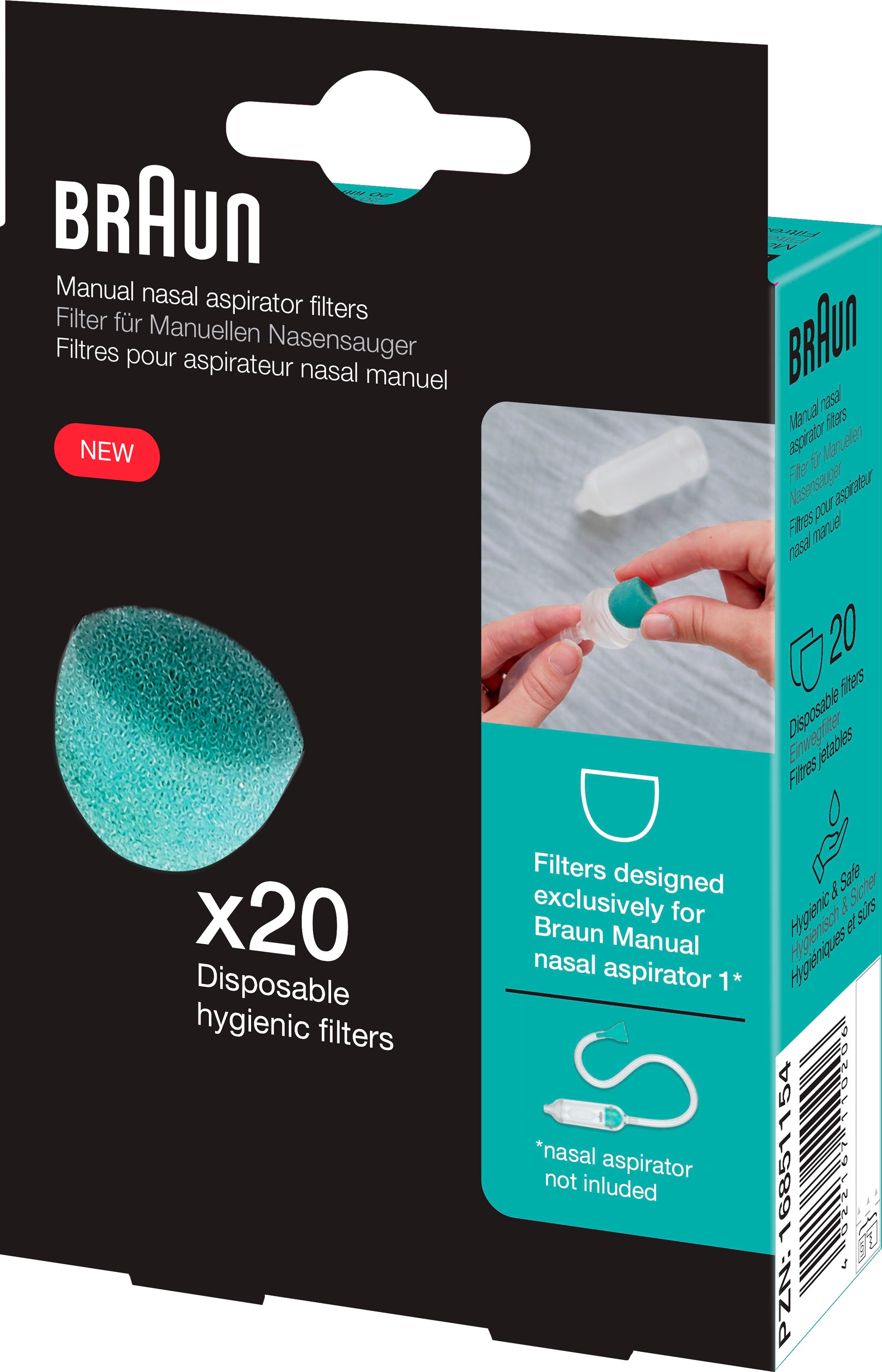 Braun Nasensauger-Ersatzteile »20 Ersatzfilter BNF020EU«, (20 tlg.), für manuellen Nasensauger BNA050EU