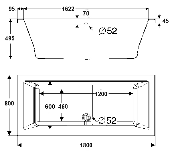 OTTOFOND Whirlpool-Badewanne »Cubic«, (Set), 180x80 cm