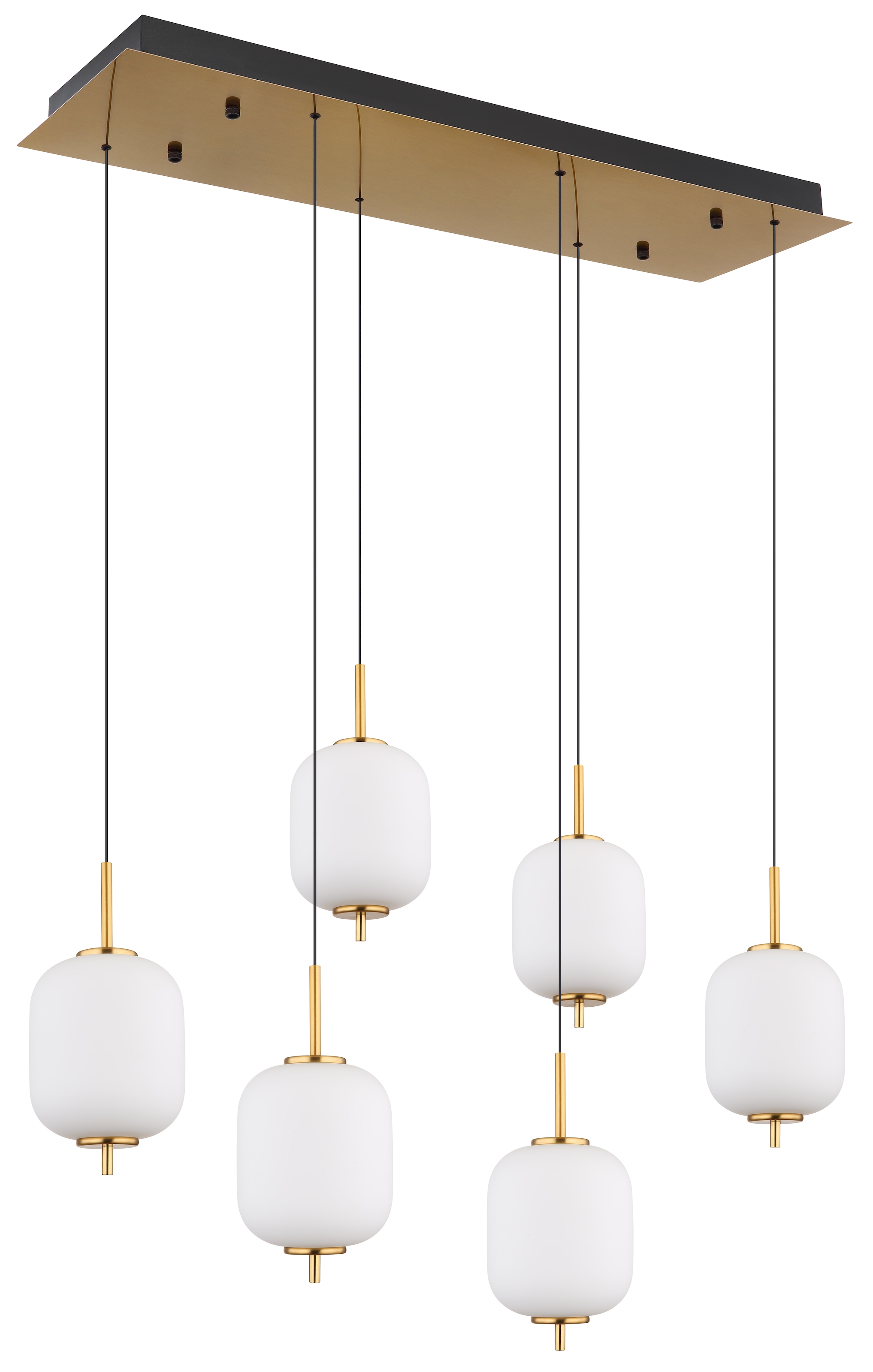 GLOBO LIGHTING LED Pendelleuchte »EWALD«, Leuchtmittel LED-Modul | LED fest integriert, Hängelampe/Hängeleuchte/Glas opal/höhenverstellbar/messingfarben
