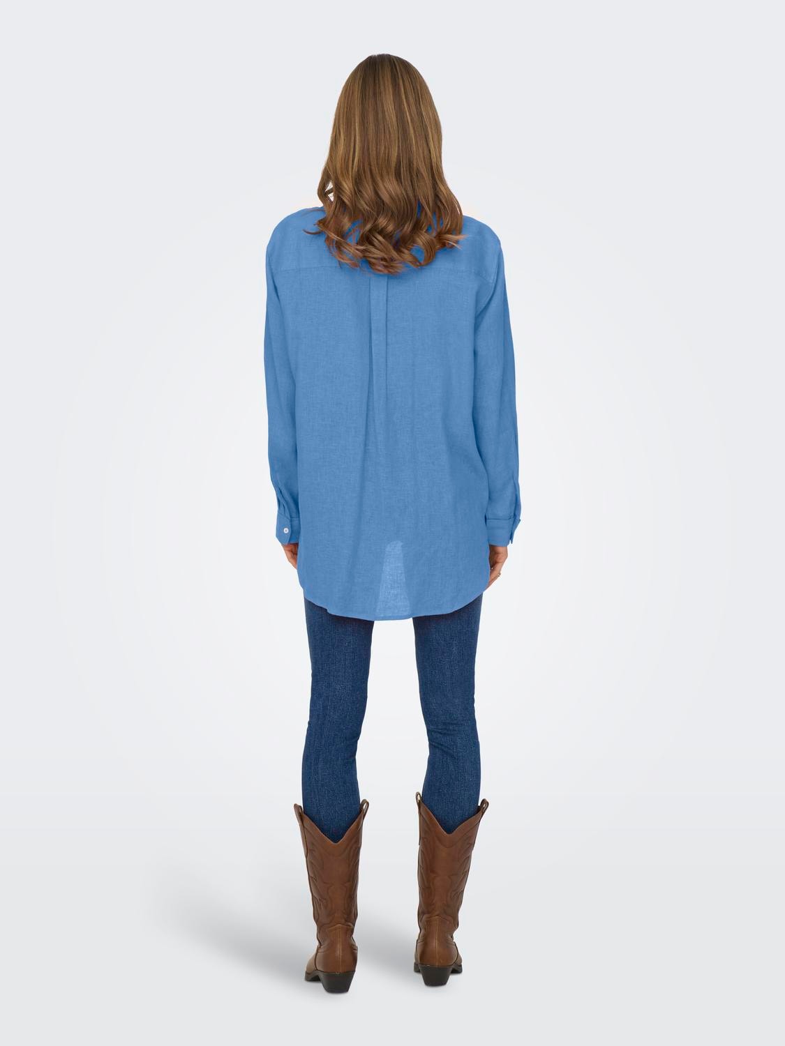 ONLY Longbluse »ONLTOKYO L/S LINEN BLEND SHIRT«, mit Leinen