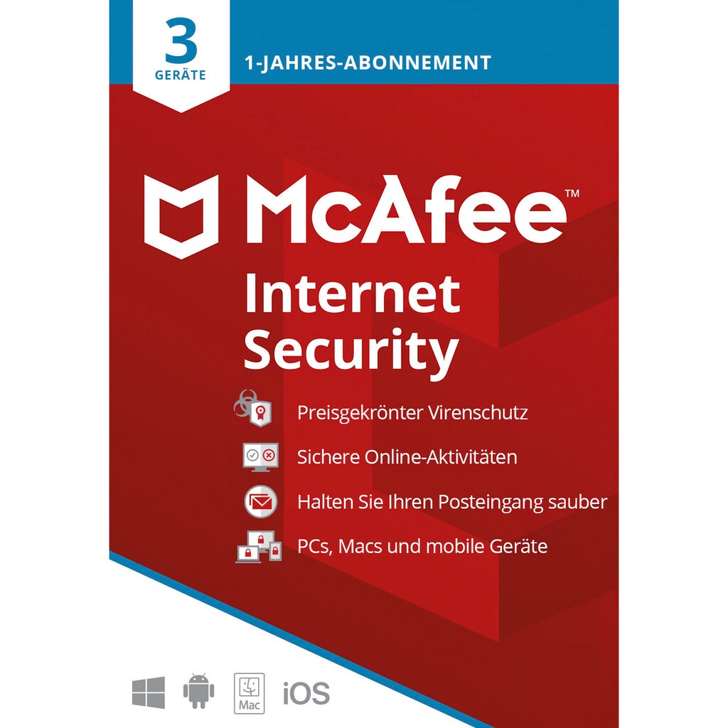 McAfee Virensoftware »McAfee Internet Security 3 Geräte - 1 Jahr«