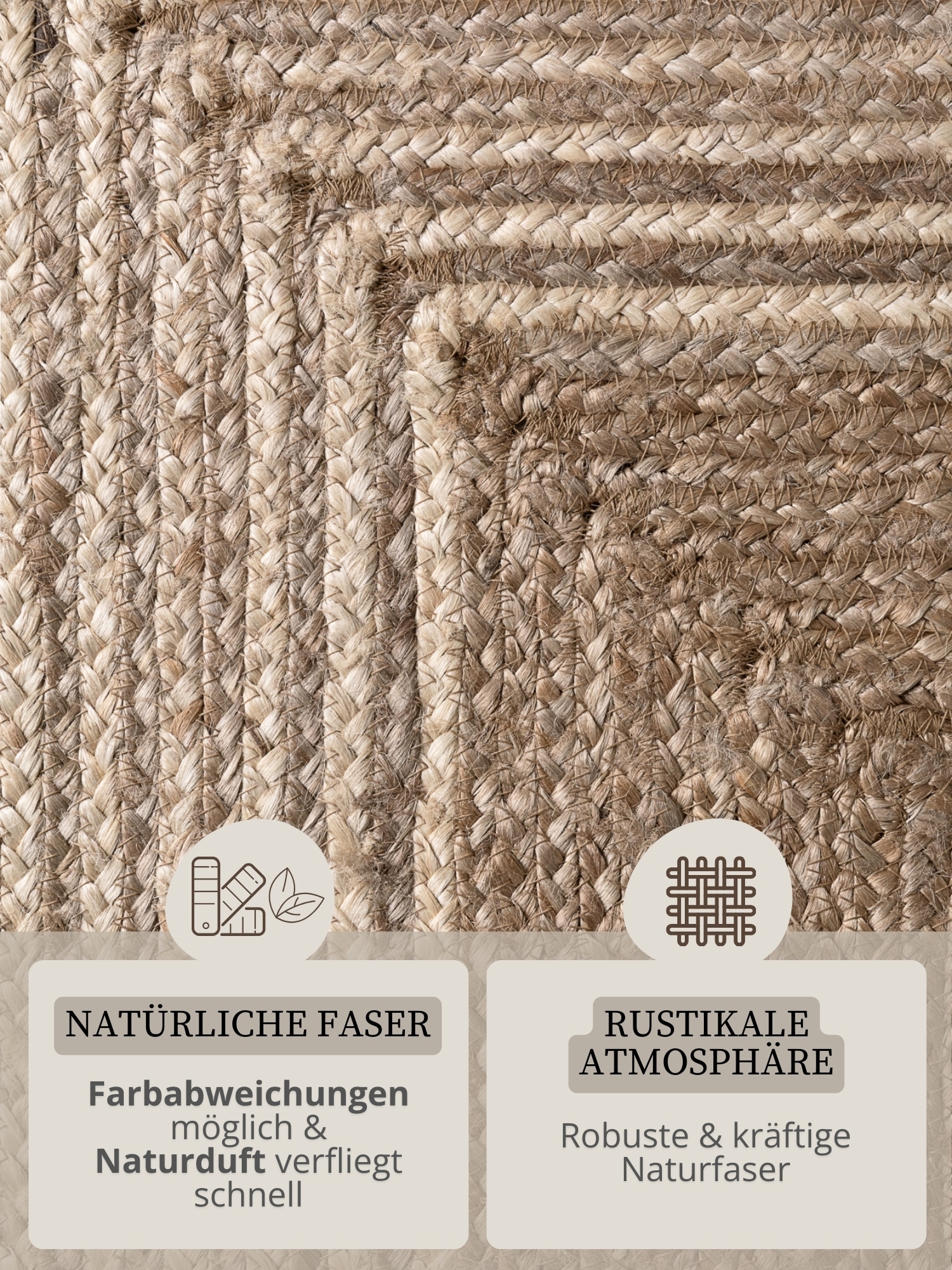 HANSE Home Teppich »Juno Line  Juteteppich« rechteckig 9 mm Höhe Jute, Shape, Handgemacht, Wohnzimmerteppich, Naturteppich, Wohnzimmer