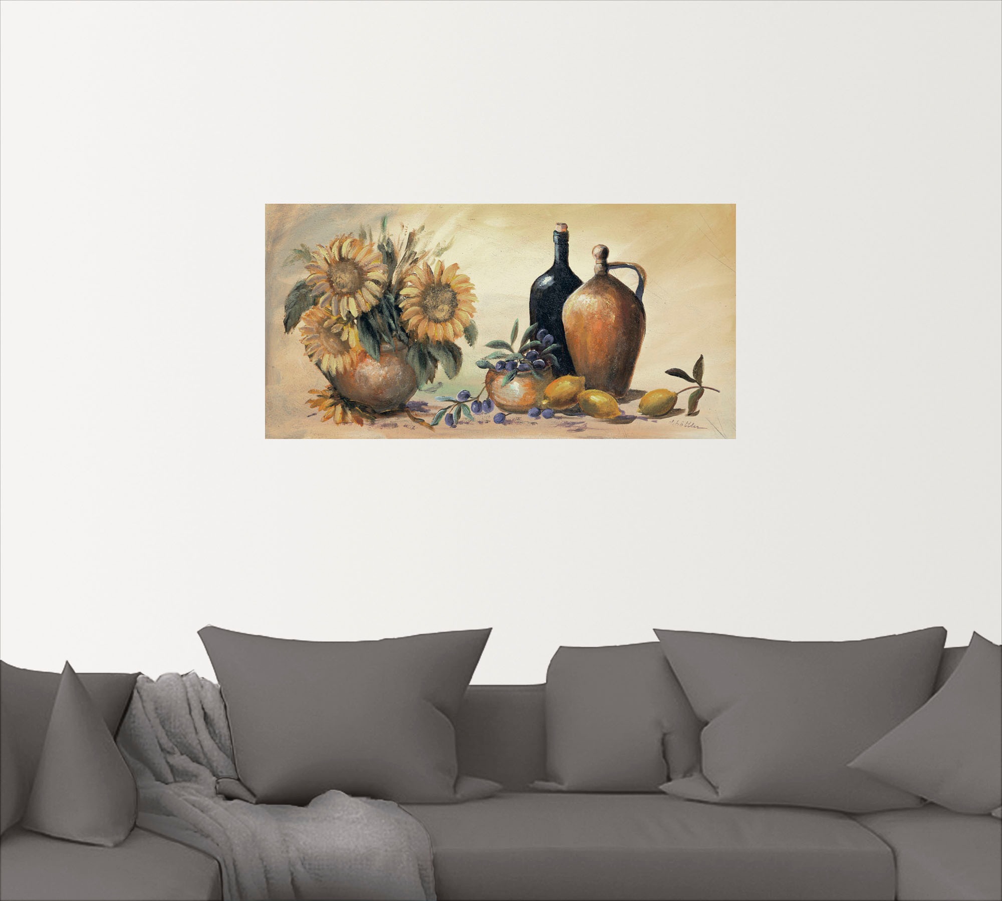 Artland Wandbild »Stillleben mit Sonnenblumen«, Vasen & Töpfe, (1 St.), als Leinwandbild, Poster, Wandaufkleber in verschied. Größen