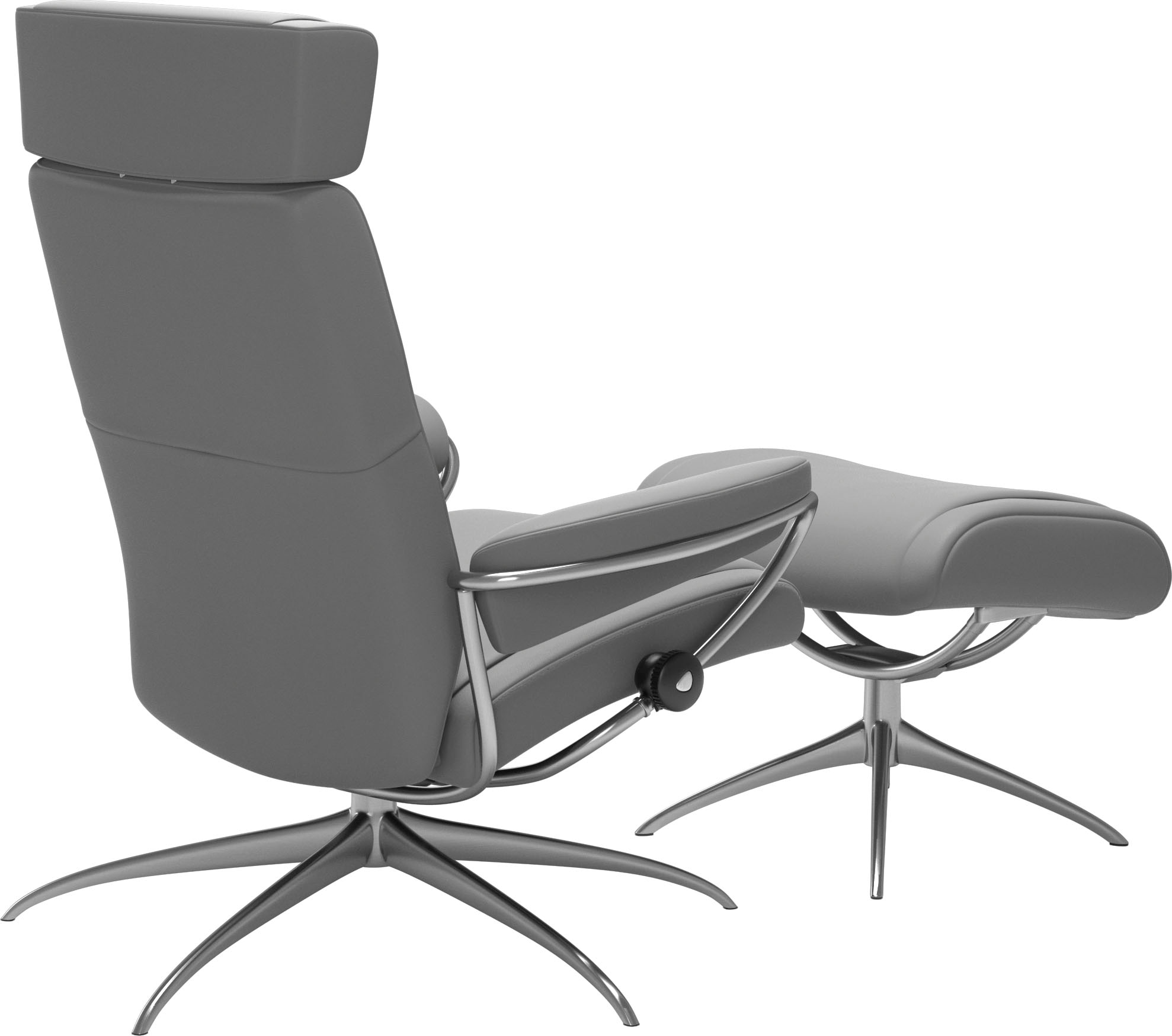 Stressless® Relaxsessel »Paris«, (Set, Relaxsessel mit Hocker), mit Hocker, Low Back mit Kopfstütze, mit Star Base, Gestell Chrom
