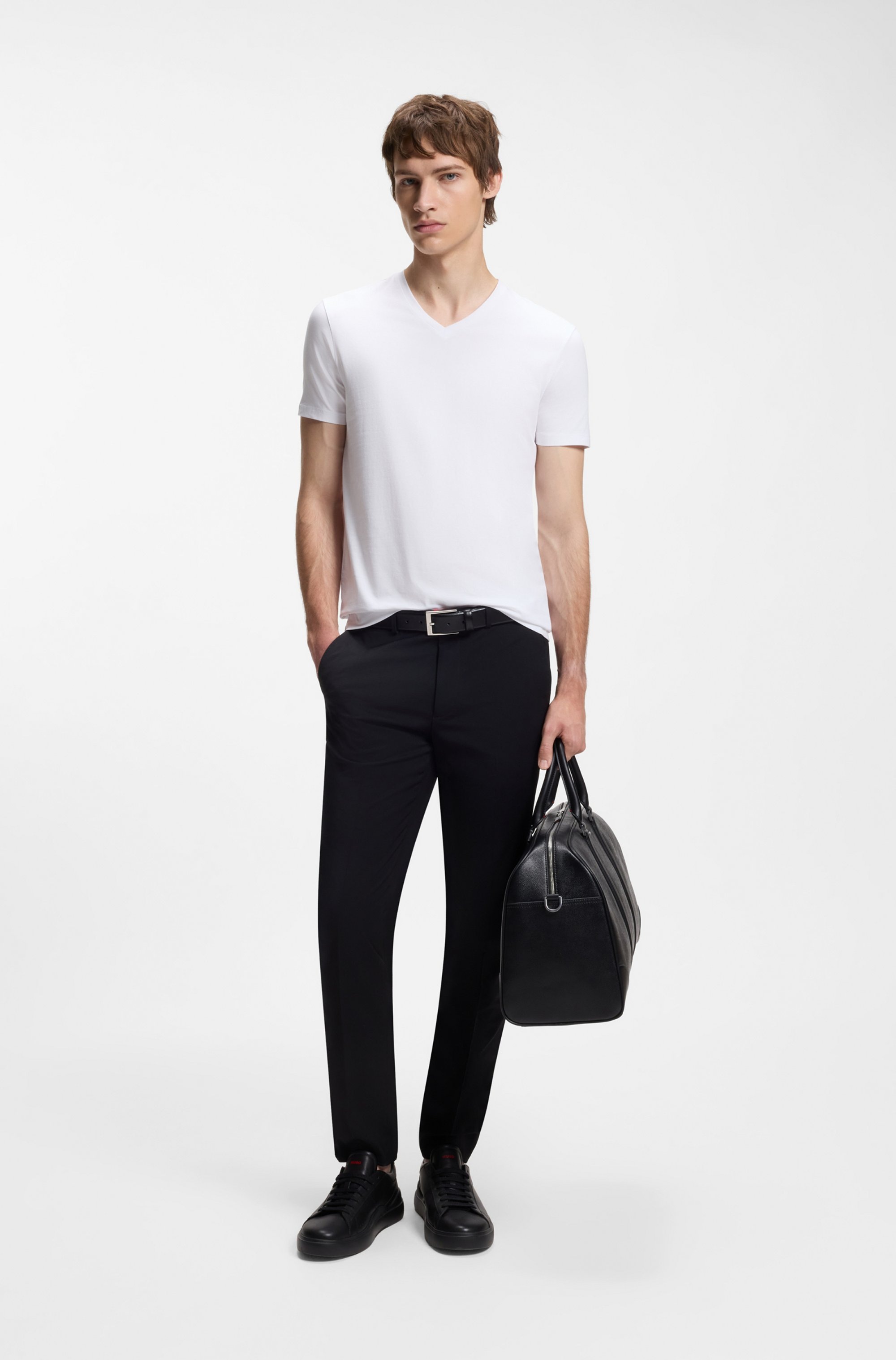 HUGO T-Shirt »HUGO-V« Packung, 2er,  V-Ausschnitt, Slim-Fit, HUGO Logo-Print