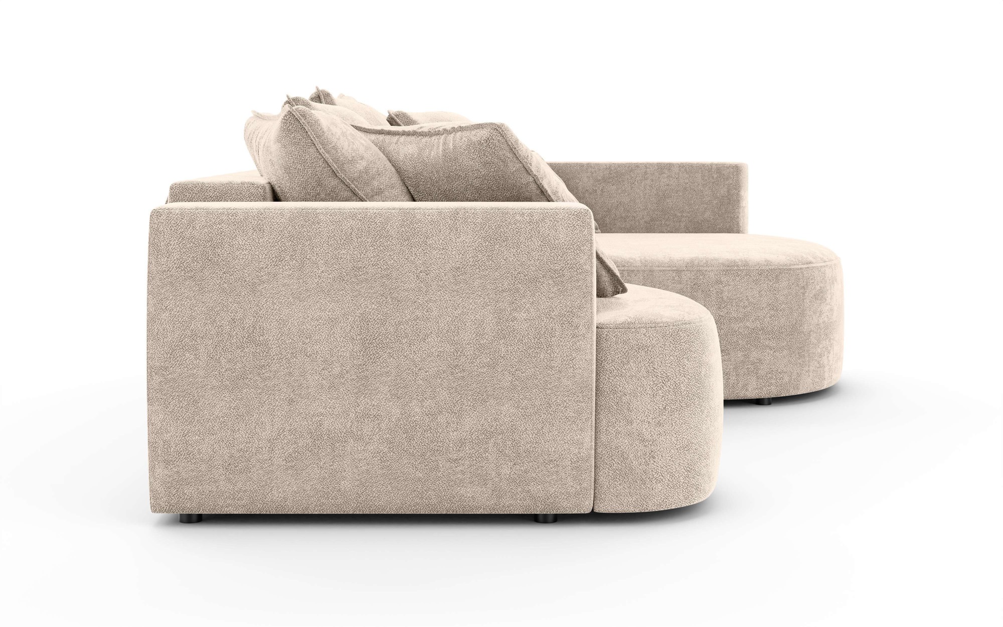 INOSIGN Ecksofa »Kahekili, Schlafsofa mit Bettkasten, Maße B/T/H: 255/181/90/ cm«, L-Form mit Wellenunterfederung, 7 Rückenkissen und 2 Zierkissen